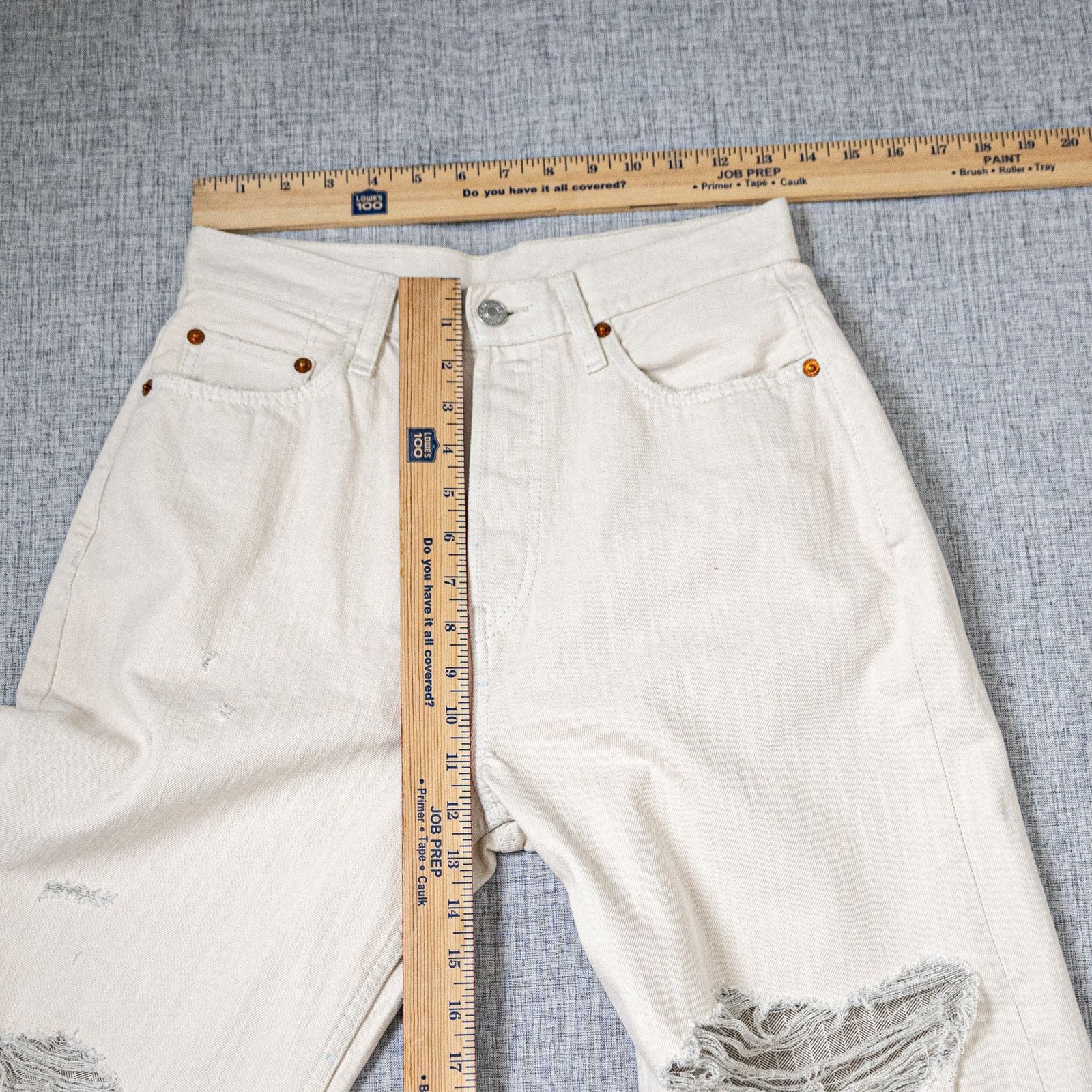 RE/DONE RE/DONE Cuffed super Cropped Denim Jeans Cream white 26waist Size 26" / US 2 / IT 38 - 10 Thumbnail