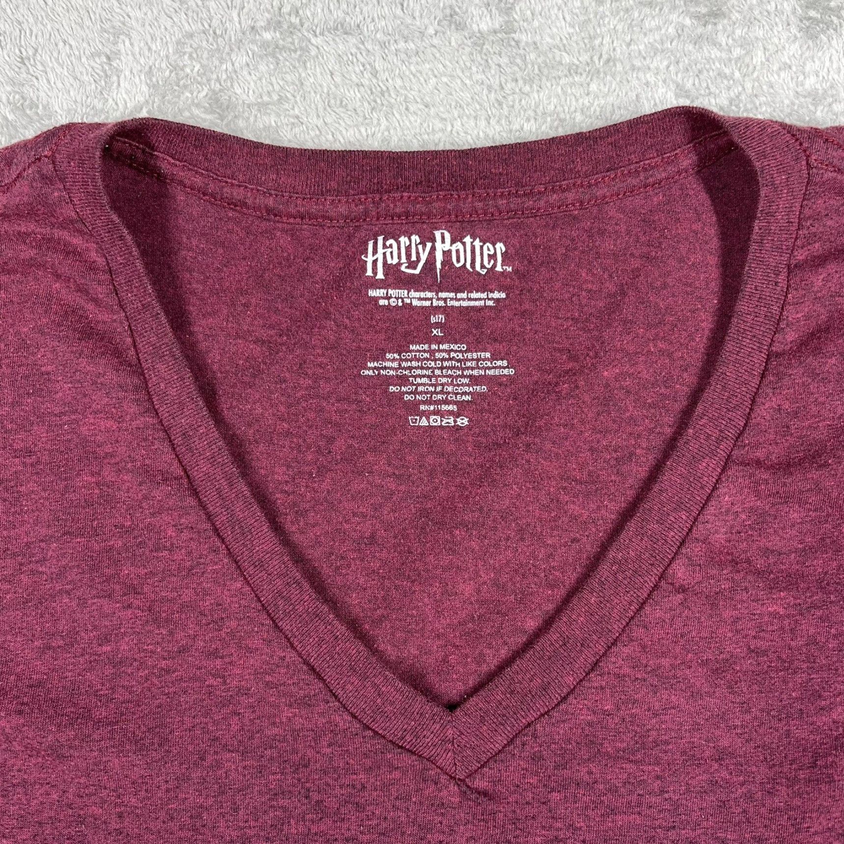 Vintage Harry Potter Tee Shirt Womens XL Maroon Mischief Managed Short Sleeve V Neck Top Size XL / US 12-14 / IT 48-50 - 6 Thumbnail