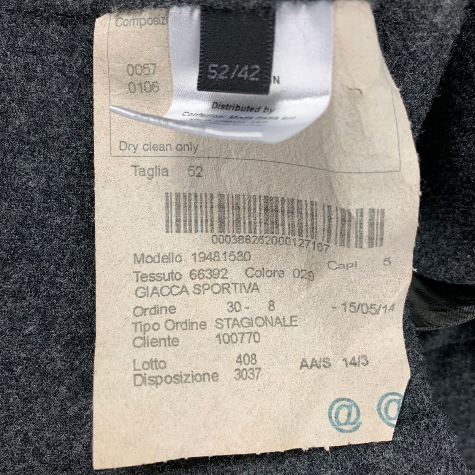 Calvin Klein Size 42 Grey Charcoal Wool Notch Lapel Sport Coat Size 42R - 5 Thumbnail