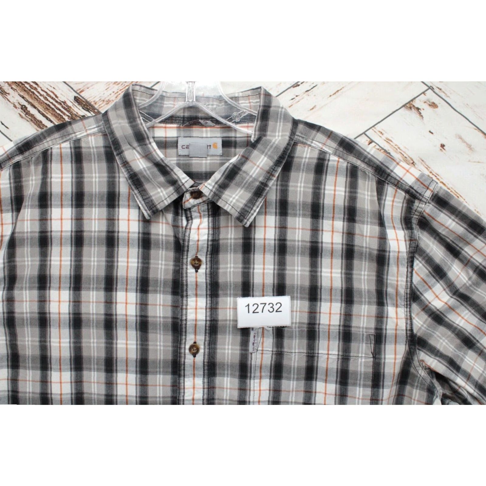 Carhartt Carhartt Shirt Mens 2XL Black Gray Plaid Relaxed Fit Short Sleeve Button-Up Work Size US XXL / EU 58 / 5 - 8 Thumbnail