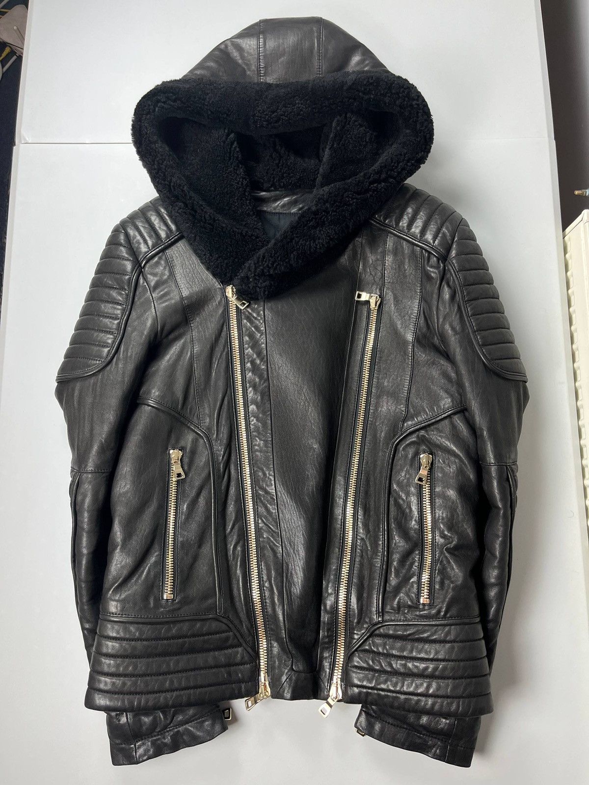 Balmain 2017 Balmain fur hooded leather jacket Size US S / EU 44-46 / 1 - 4 Thumbnail