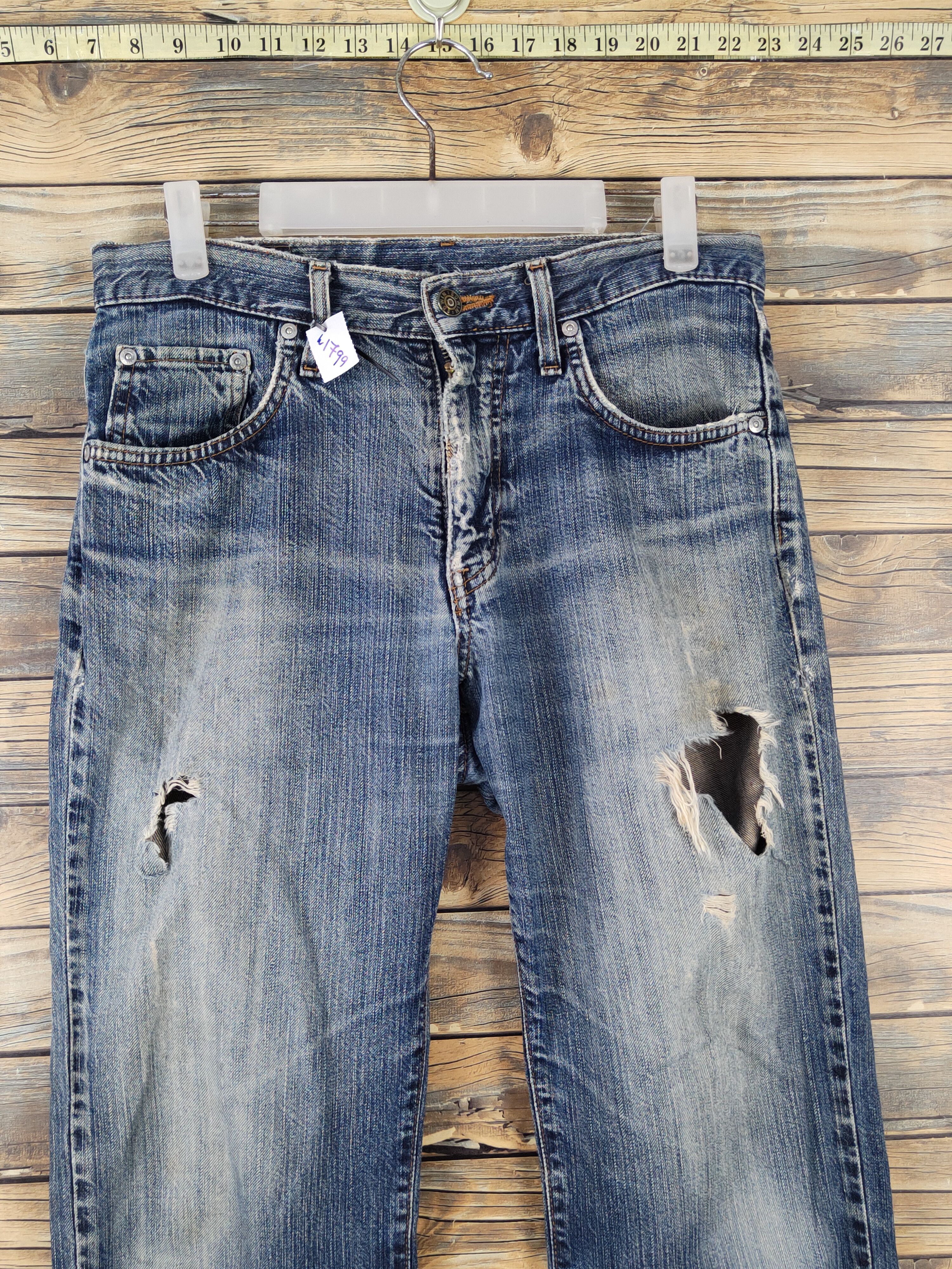 Edwin Edwin Dark Blue Distressed Ripped denim Jeans #W1799 Size US 30 / EU 46 - 2 Thumbnail