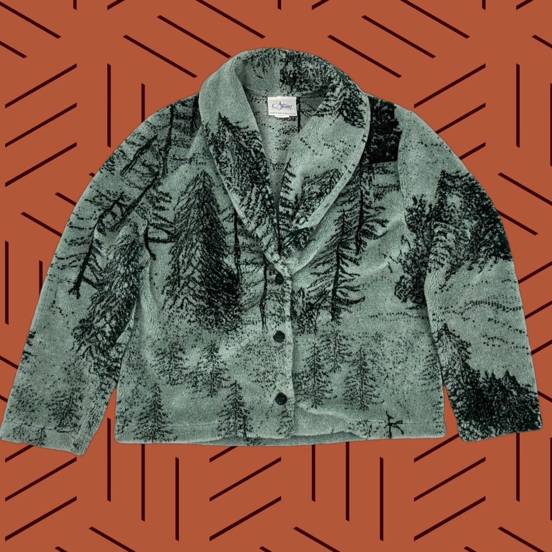 Vintage VTG Artisans Sweater Womens M Green Nature Forest Outdoor Fleece Fuzzy USA Made Green Size M / US 6-8 / IT 42-44 - 1 Thumbnail