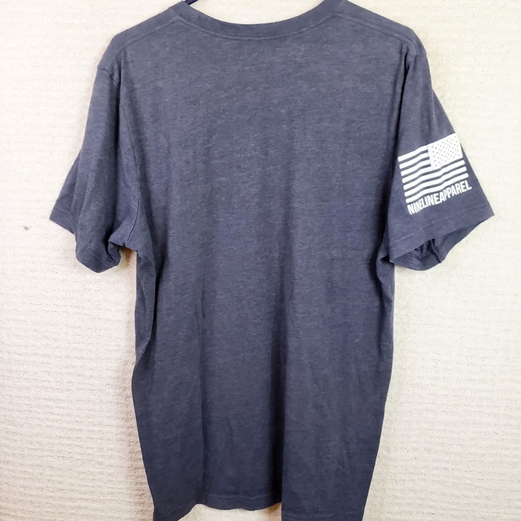 Vintage Nine Line Apparel Shirt Mens L Blue Short Sleeve Patriotism Isn't Part Time Flag USA Patriot Military 90s? Size US L / EU 52-54 / 3 - 6 Thumbnail