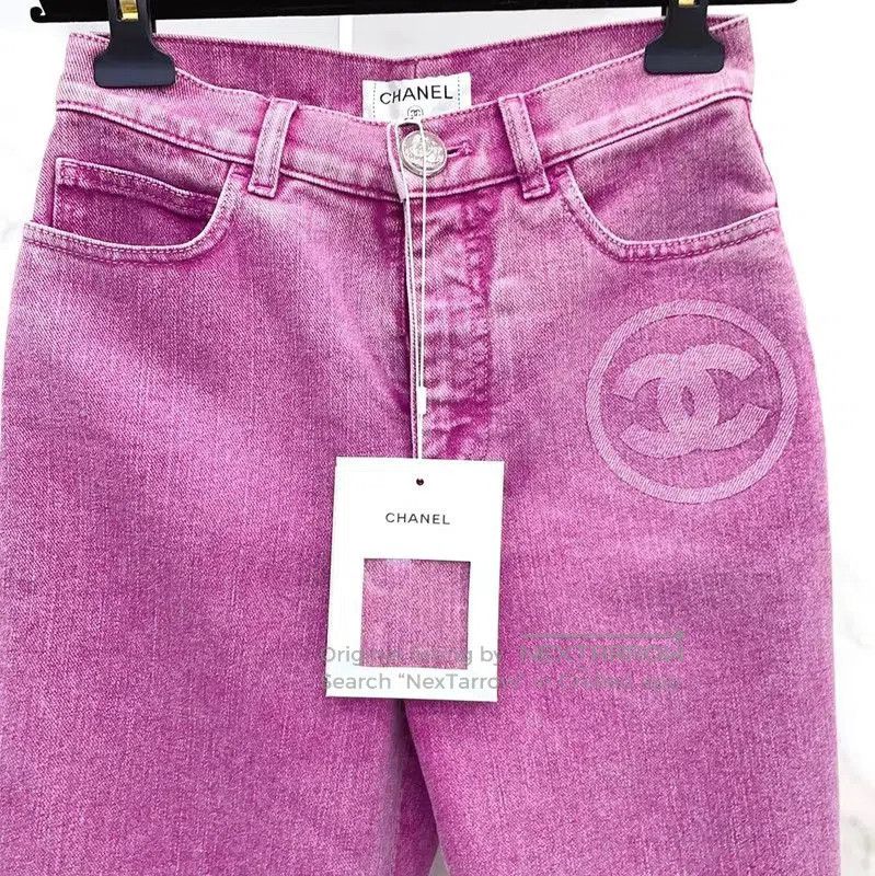 Chanel Chanel Pink Logo Women's Denim Jeans . Size 23" - 6 Thumbnail