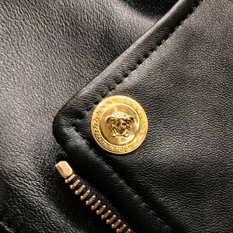 Versace Versace Gold-buttoned leather jacket Size M / US 6-8 / IT 42-44 - 3 Thumbnail