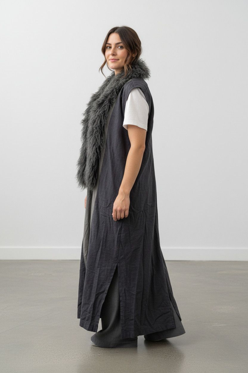 Custom-made Long sweater with real mongolian Fur