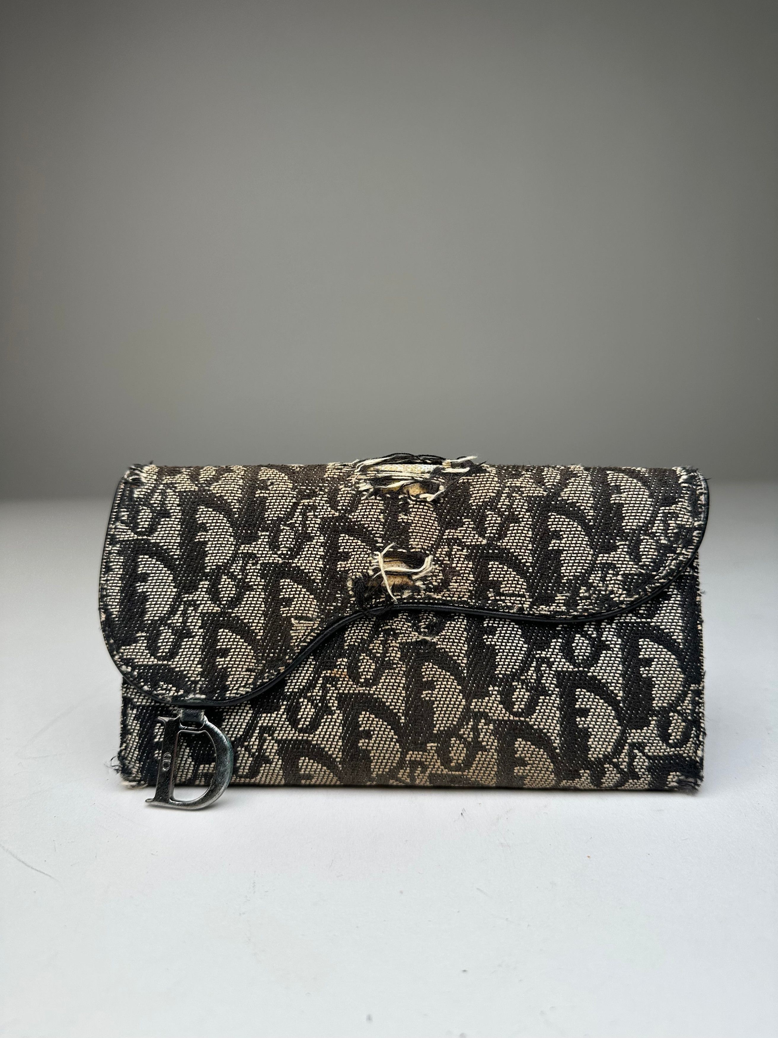 Dior Vintage Oblique Canvas Wallet Black Beige Size ONE SIZE - 1 Thumbnail