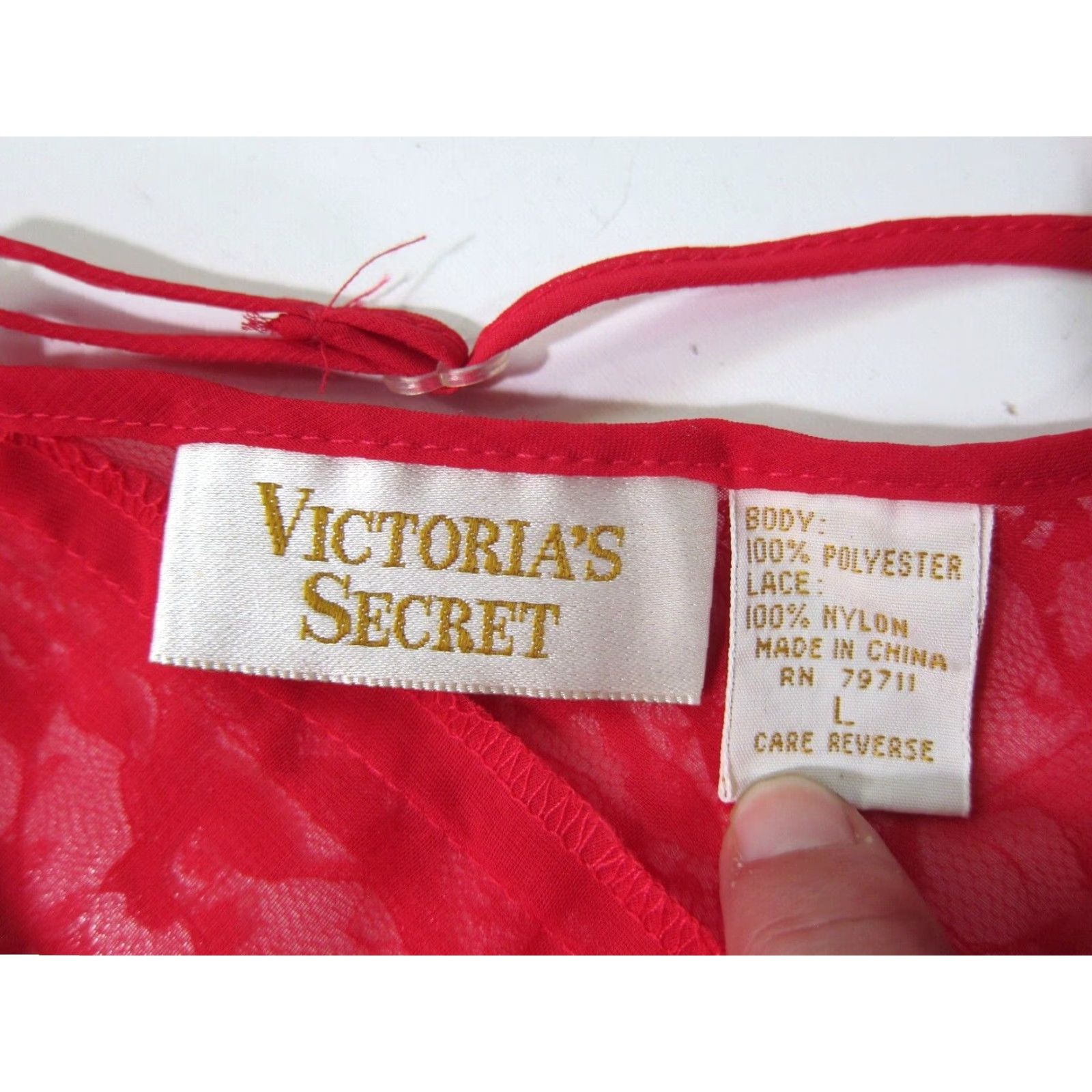 Victoria's Secret VINTAGE Victoria's Secret Red Lace Nightgown Cami Large Lingerie Spaghetti Strap Women Size ONE SIZE - 3 Thumbnail