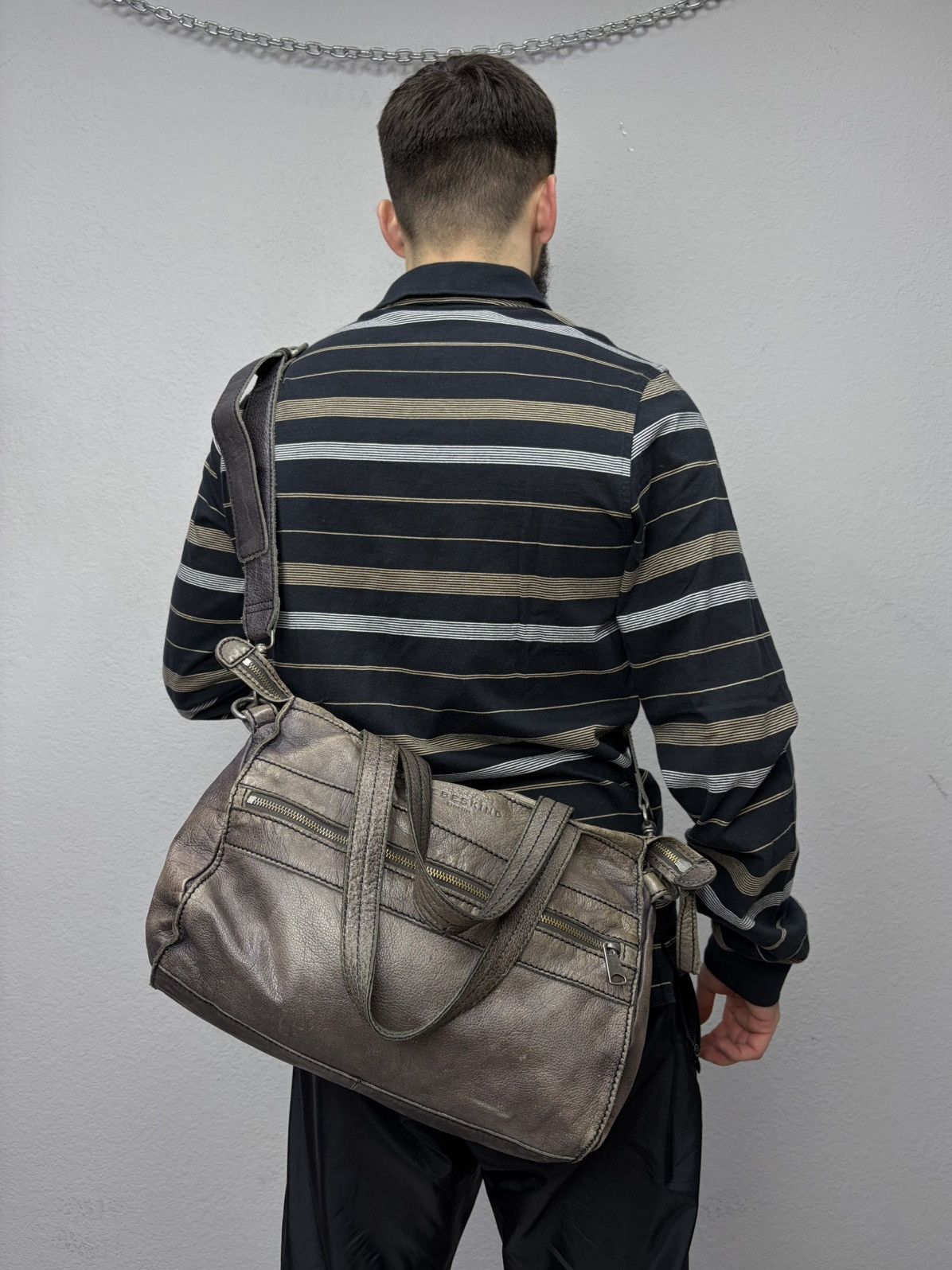 KMRii Oversized Artisan Gray Leather Shoulder Bag Rick Owens Vibe Size ONE SIZE - 1 Thumbnail