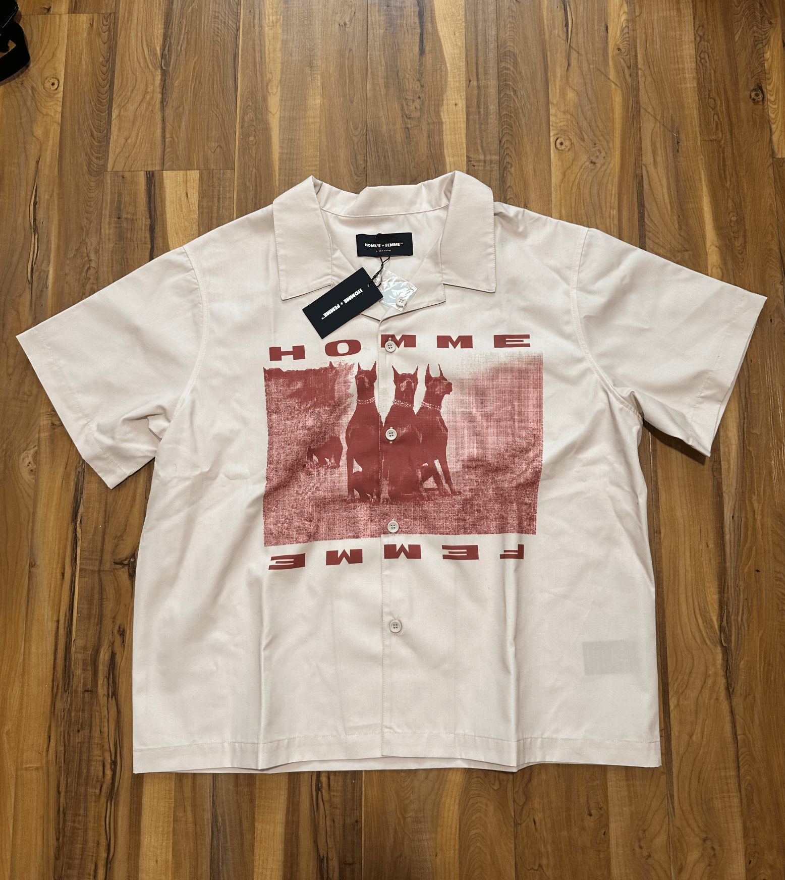 Homme + Femme La Homme Femme Doberman Button-Down Shirt Cream Size US XL / EU 56 / 4 - 6 Thumbnail