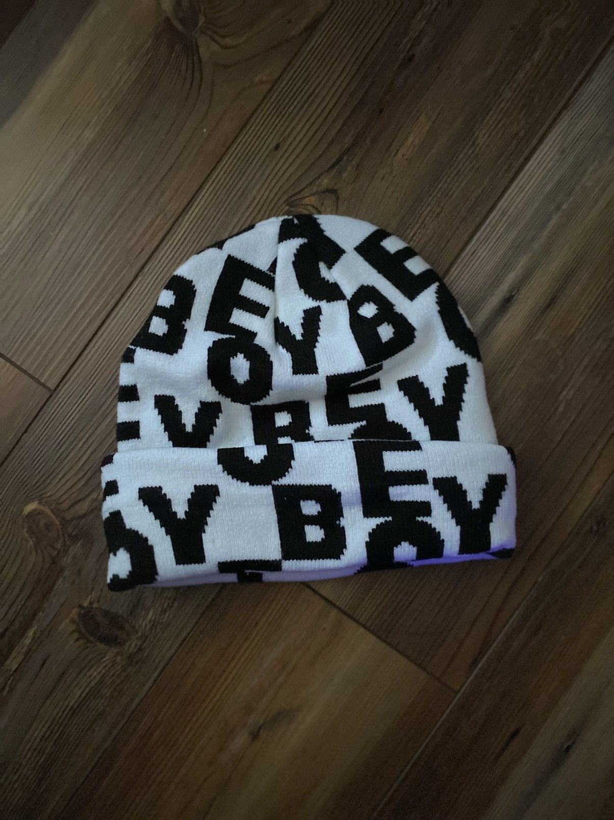 Japanese Brand × Obey Black & White Obey Print Beanie Size ONE SIZE - 3 Thumbnail