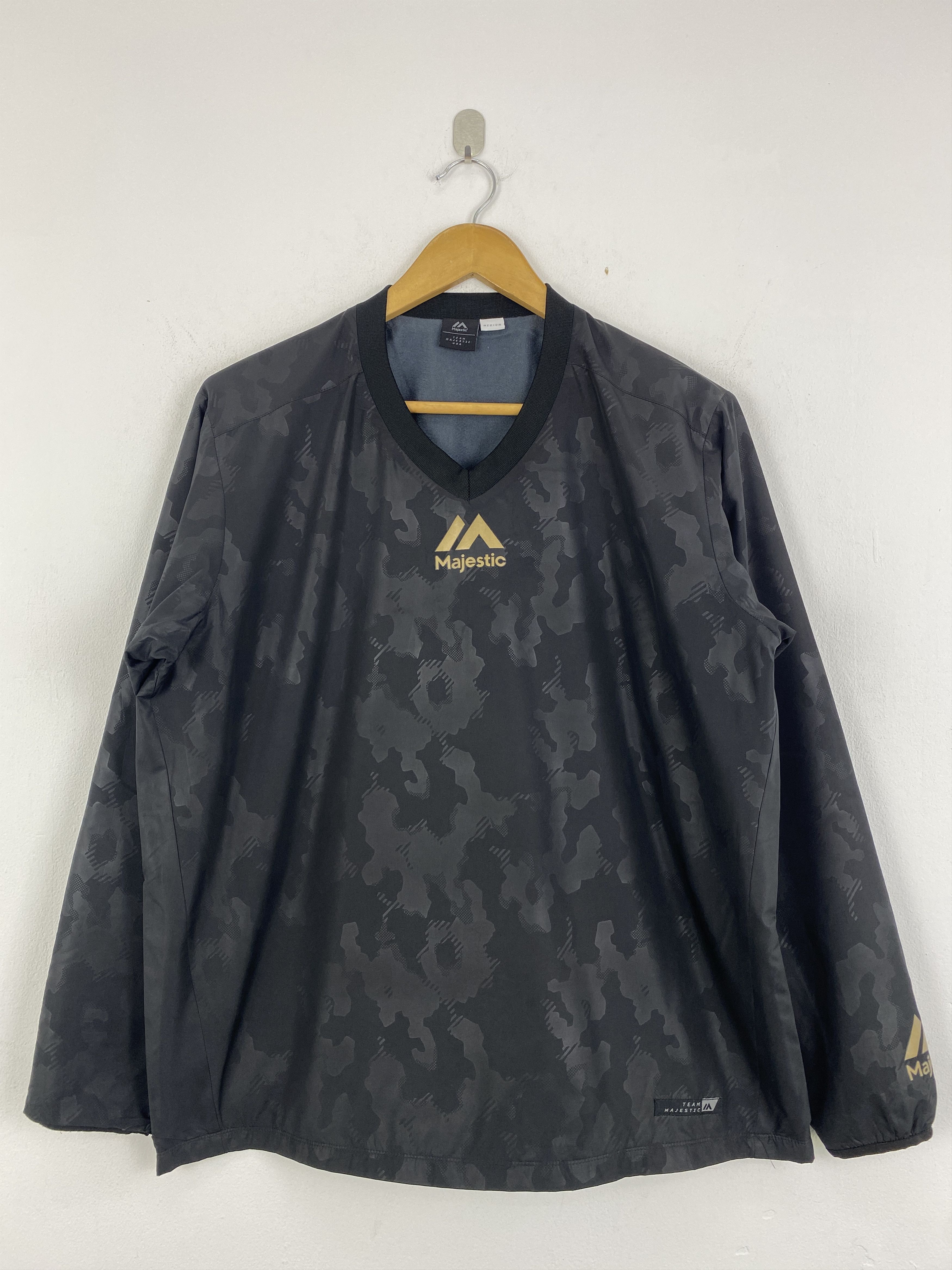 Majestic Vintage Majestic Big Logo Black Pullover Jacket JA0155 Size US XL / EU 56 / 4 - 2 Thumbnail