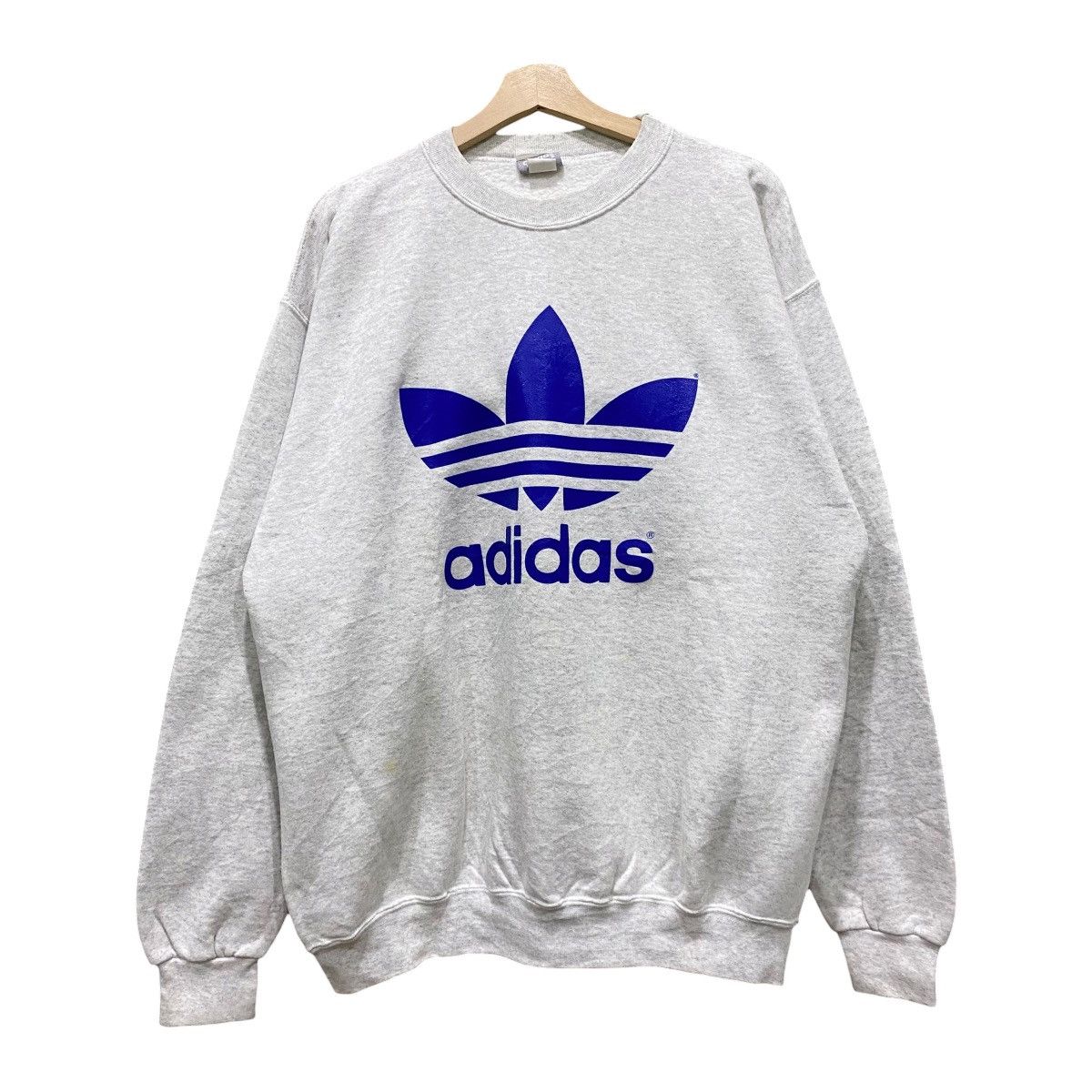 Adidas Vintage Adidas Trefoil Big Logo Heather Grey Sweatshirt Size US L / EU 52-54 / 3 - 1 Thumbnail