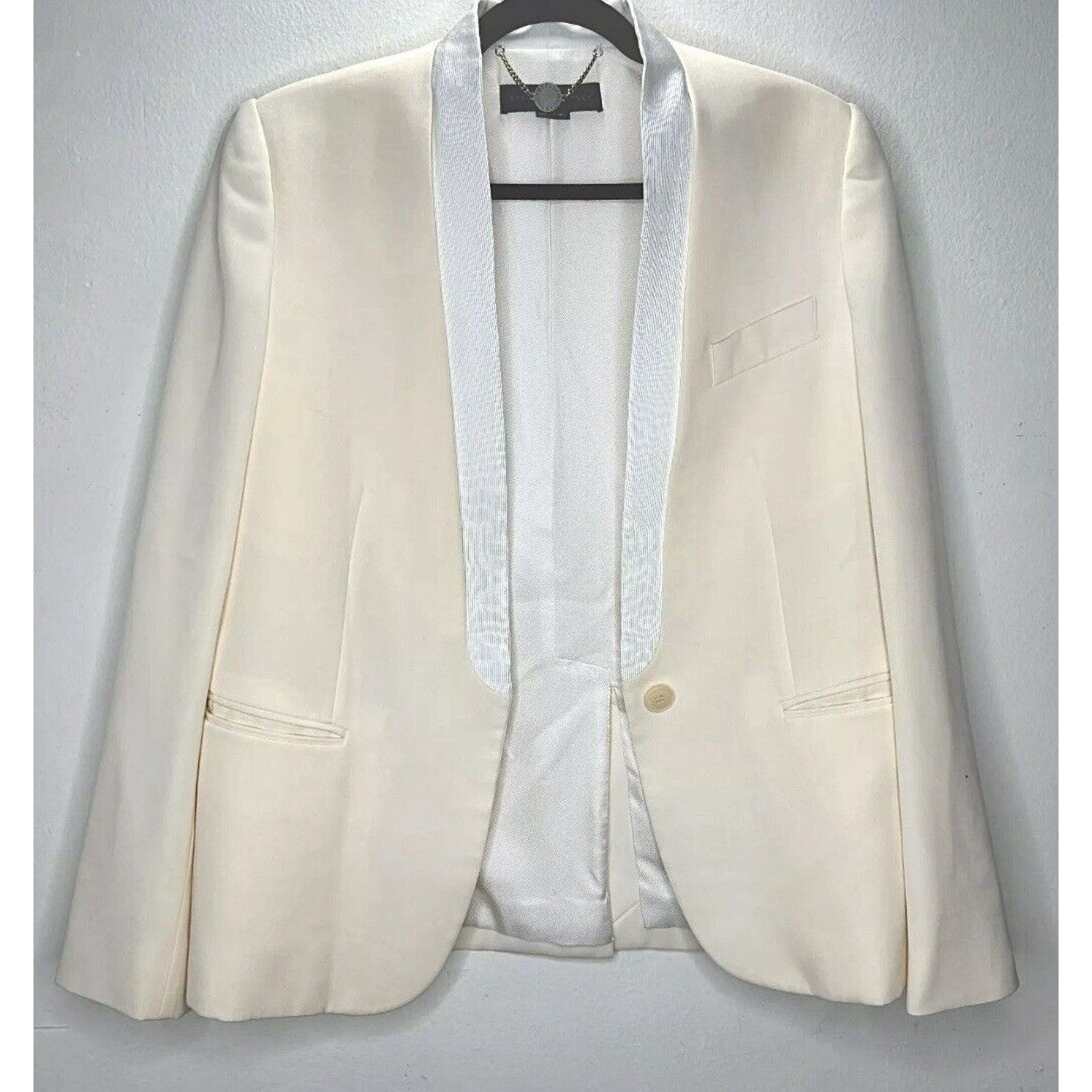 Stella McCartney Stella McCartney Cream White Lapel 1-Button Blazer 42 / 12 Size XL / US 12-14 / IT 48-50 - 1 Thumbnail
