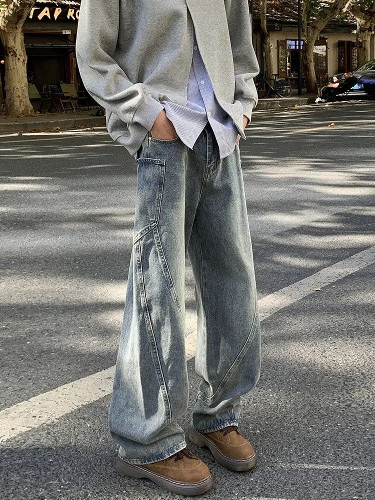 Japanese Brand Retro loose fit patchwork wide leg jeans Size US 32 / EU 48 - 4 Thumbnail