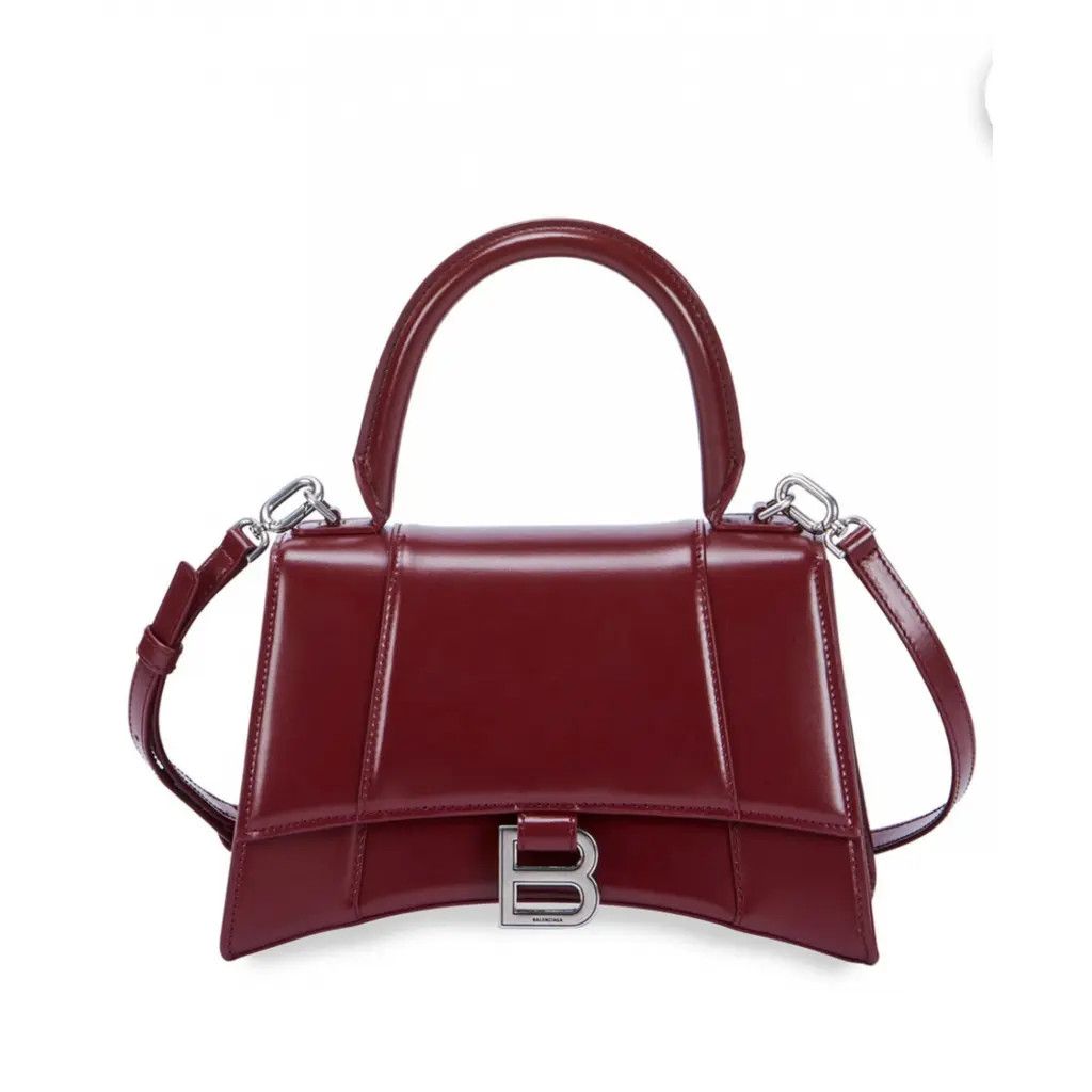 image of Balenciaga O1Mt1Gz0424 Size: Os Hourglass Handbag In Burgundy, Women's