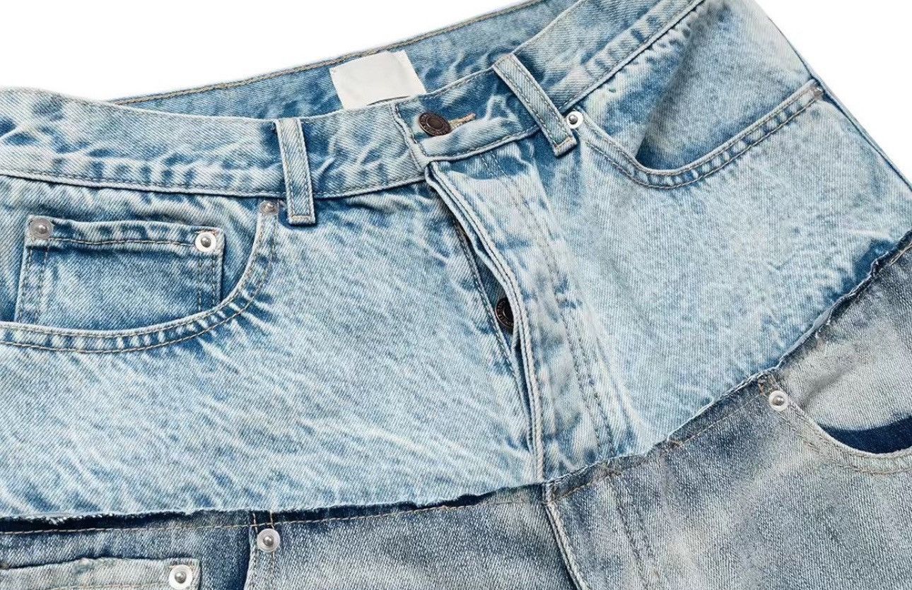 Vintage Double-layer Waist Patchwork Baggy Jeans Size US 32 / EU 48 - 4 Thumbnail