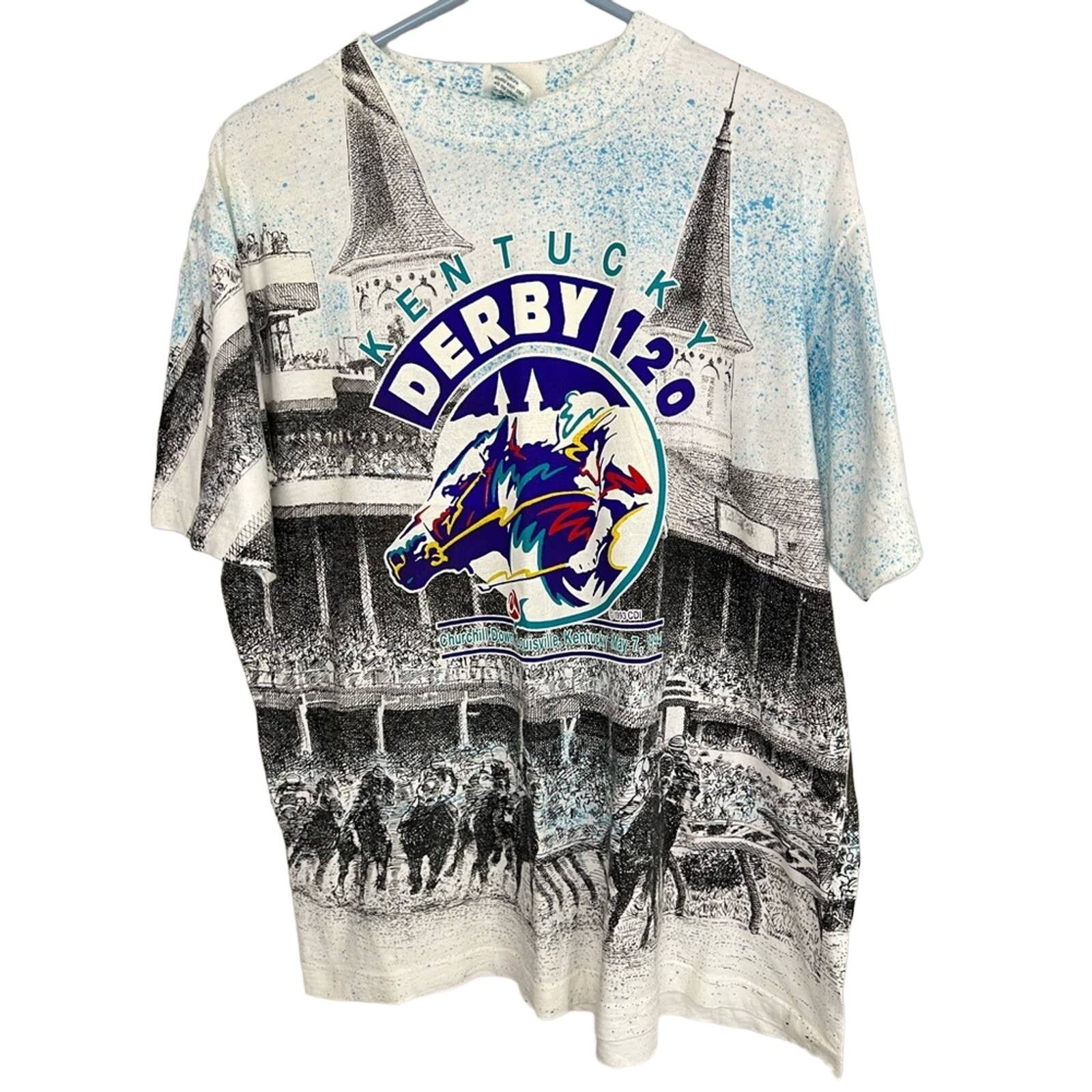 Vintage Vintage 1994 Kentucky Derby Churchill Downs ALL OVER Tee AOP Size US L / EU 52-54 / 3 - 1 Thumbnail
