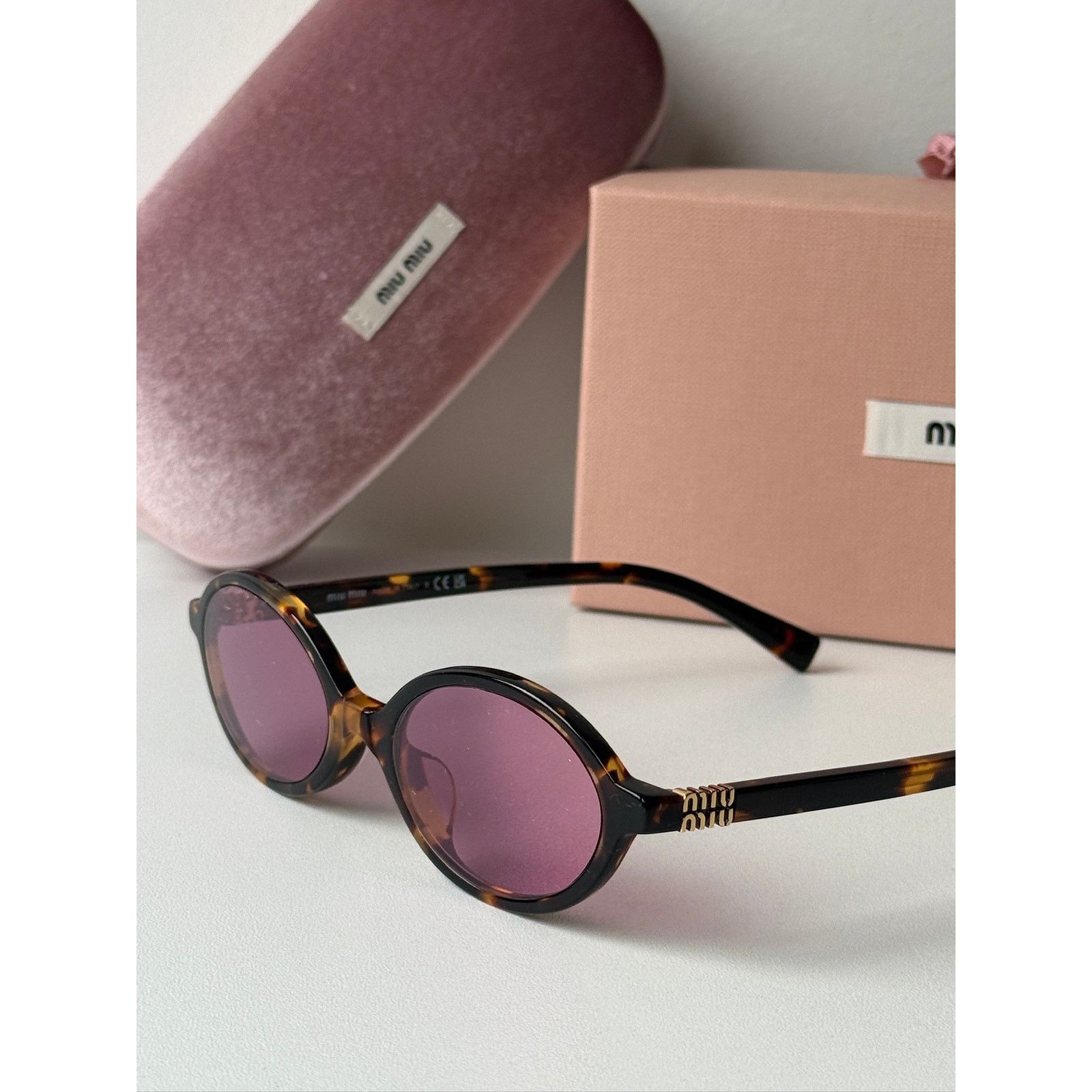Miu Miu NEW Miu Miu MU04ZSF Tortoise Pink Sunglasses $518 Size ONE SIZE - 3 Thumbnail