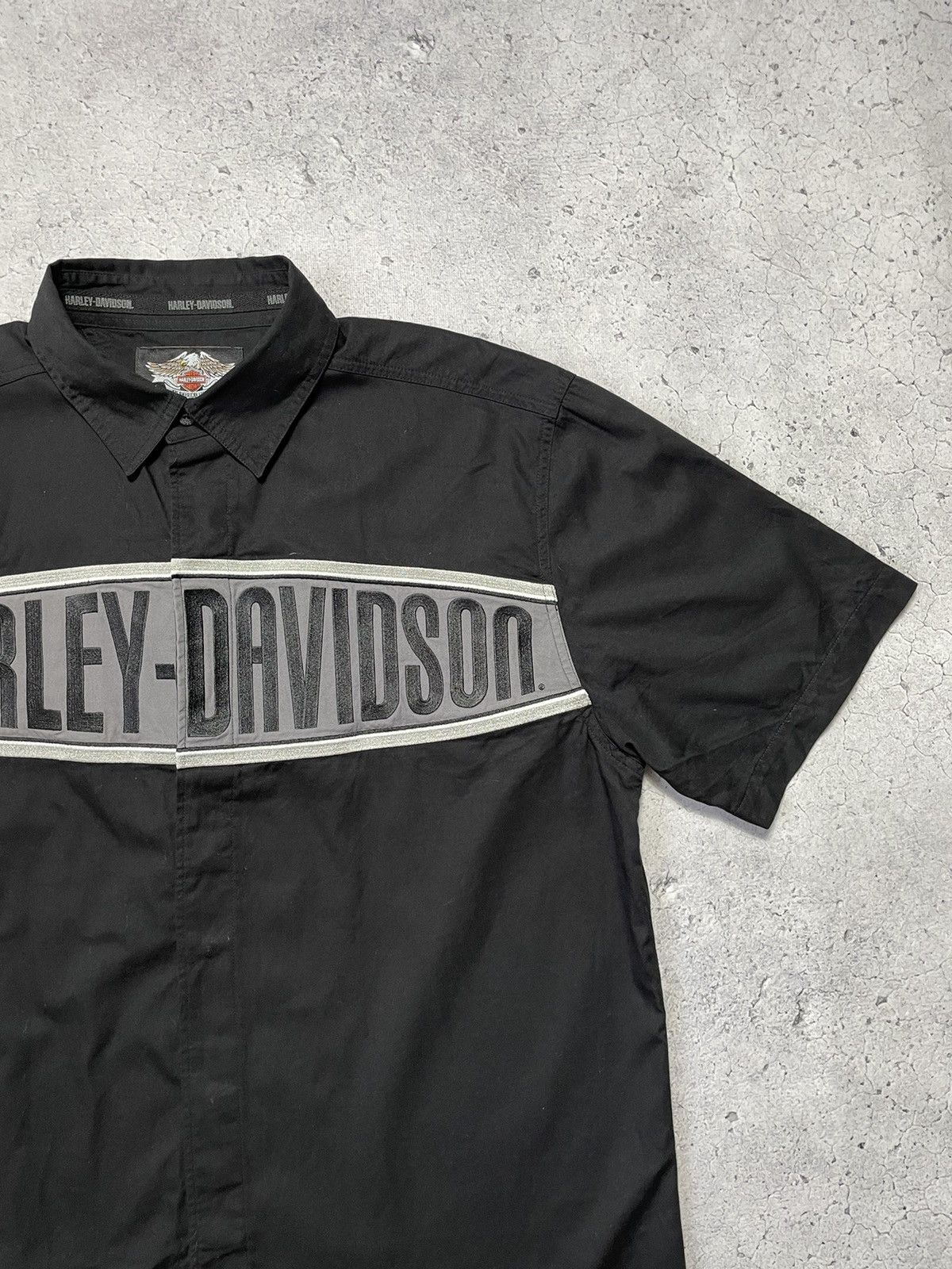 Harley Davidson × Vintage Harley Davidson Motor Vintage Short Sleeve Shirt Big Logo Size US L / EU 52-54 / 3 - 4 Thumbnail