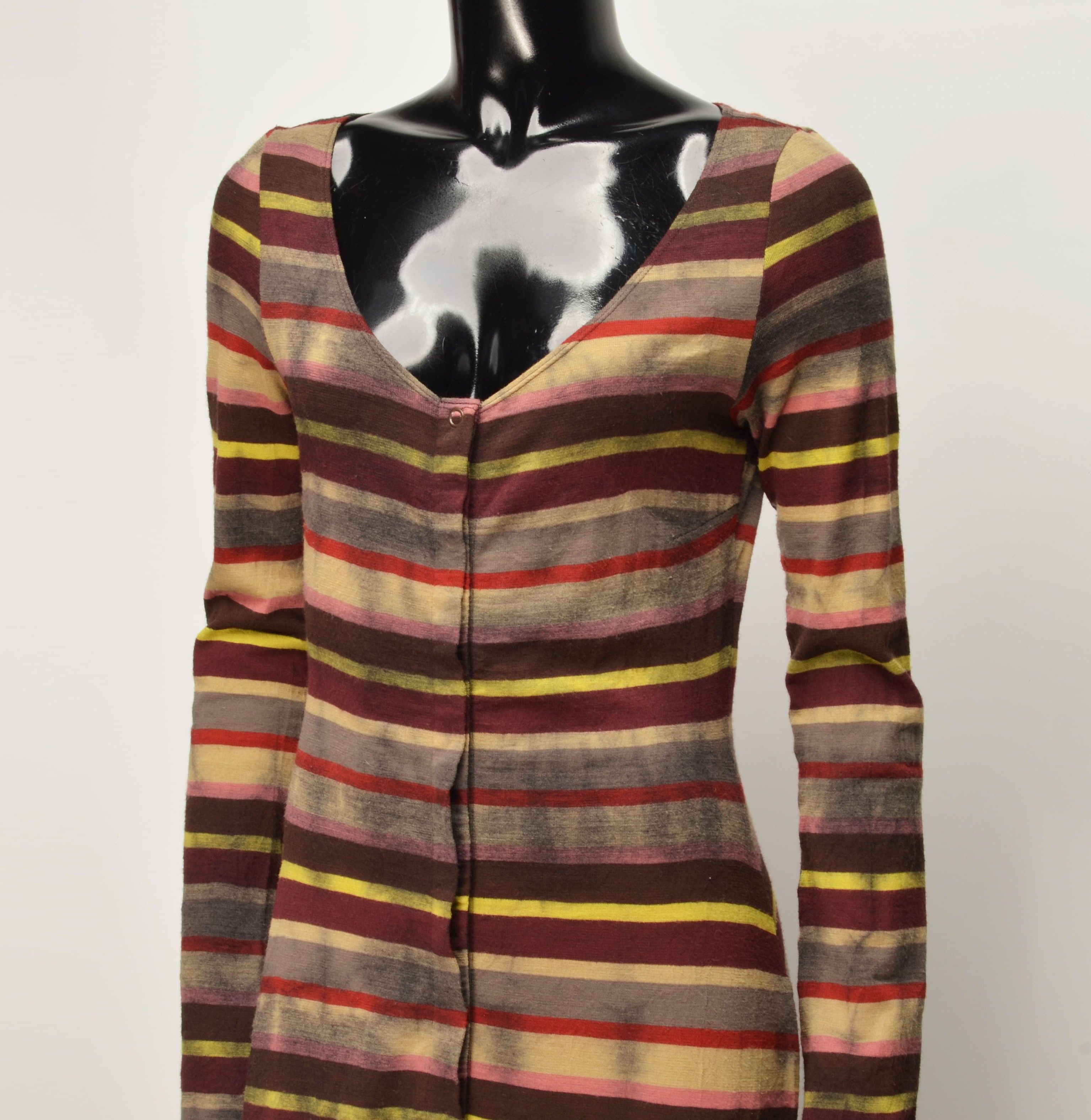 Krizia Vintage Krizia Striped Wool Blend Long Sleeve Maxi Dress Size M / US 6-8 / IT 42-44 - 2 Thumbnail