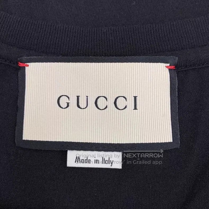 Gucci Gucci Black striped logo letter print cotton round-neck sh Size S / US 4 / IT 40 - 5 Thumbnail
