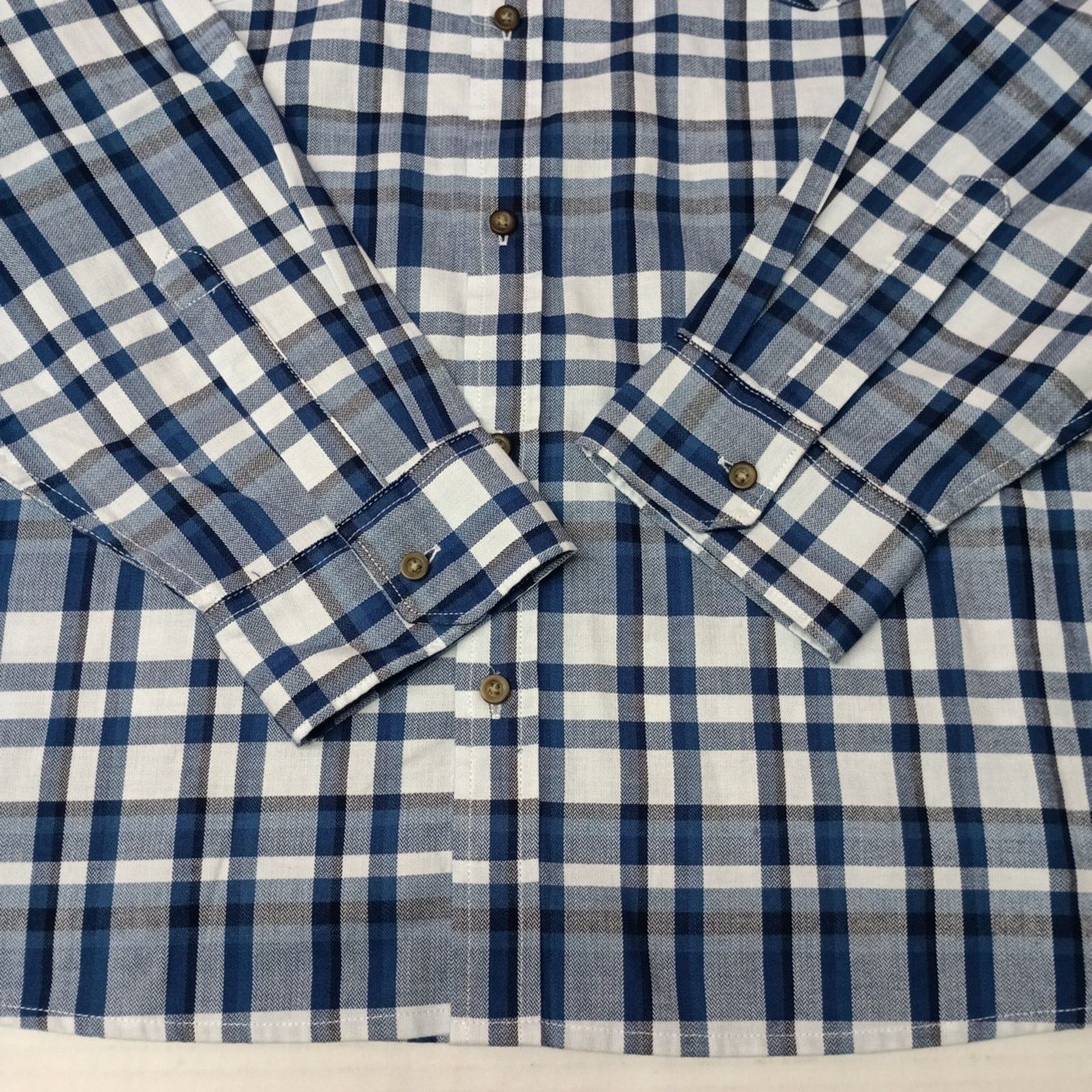 Wrangler Wrangler Cowboy Wash Shirt Men's Size 3XL Blue White Plaid Size US XXL / EU 58 / 5 - 2 Thumbnail