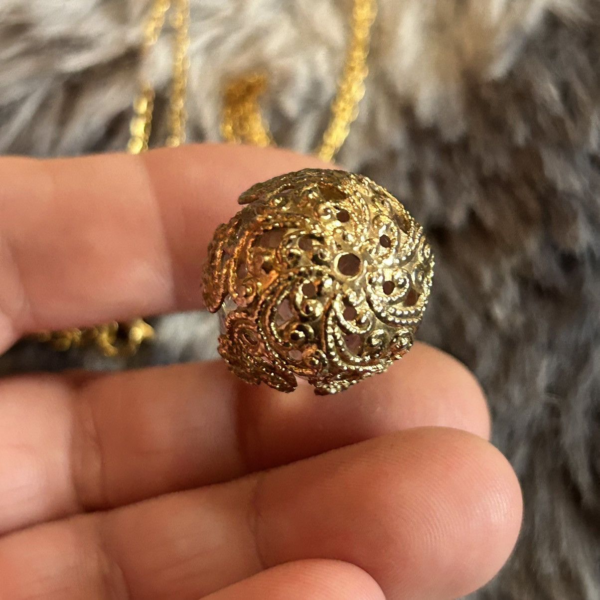 Vintage Handcrafted filigree capped faceted lucite stone necklace Size ONE SIZE - 7 Thumbnail
