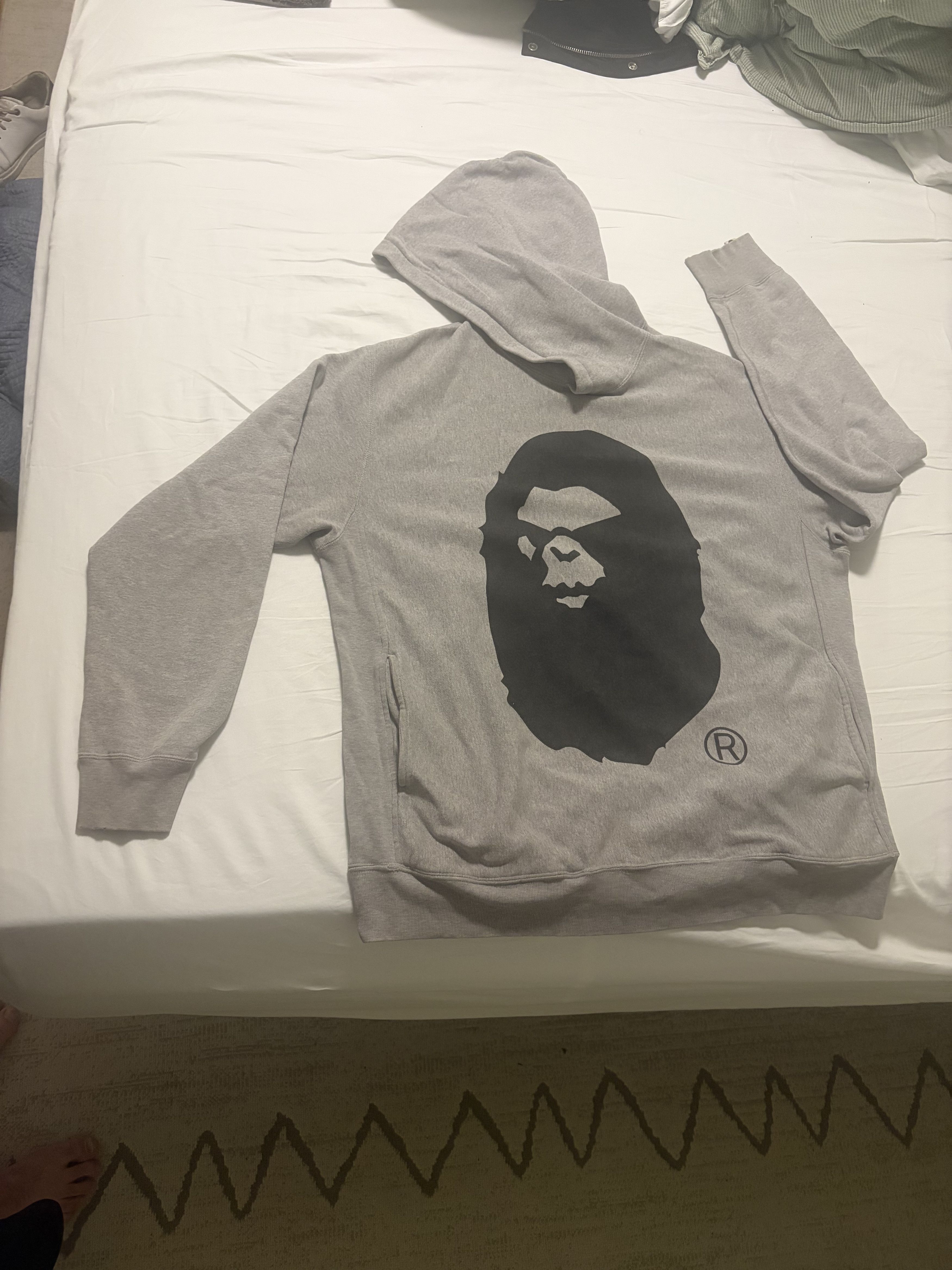 Bape BAPE Classic Ape Head Hoodie Grey XL - Rare 24" P2P Fit Size US XL / EU 56 / 4 - 1 Thumbnail
