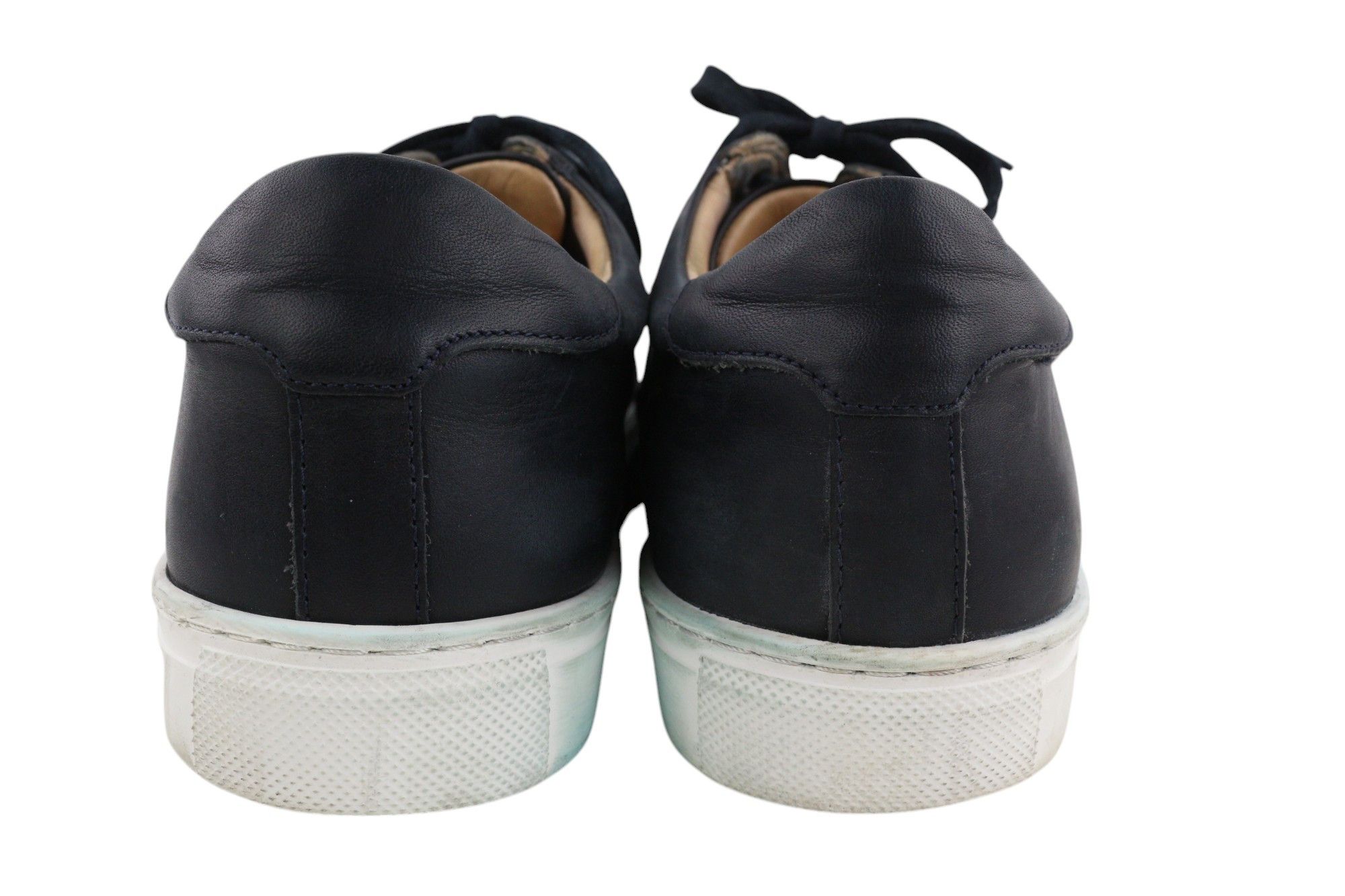 Suitsupply EU45 Navy Blue Leather Low-Top Sneakers 81563 Size US 12 / EU 45 - 4 Thumbnail