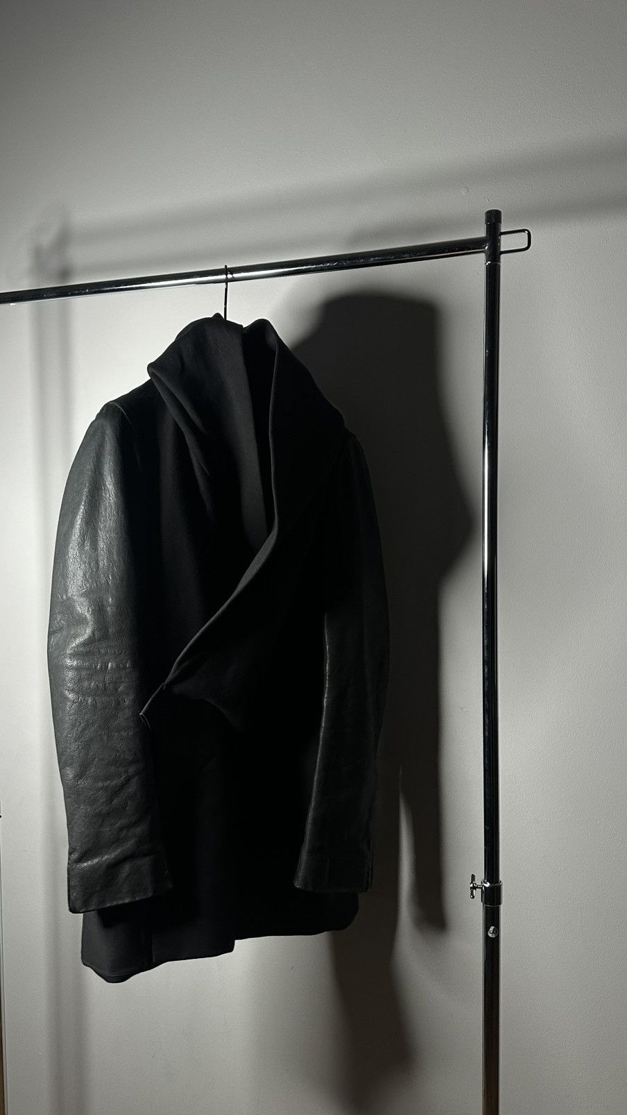 Rick Owens Coat with leather sleeves Size US L / EU 52-54 / 3 - 14 Thumbnail