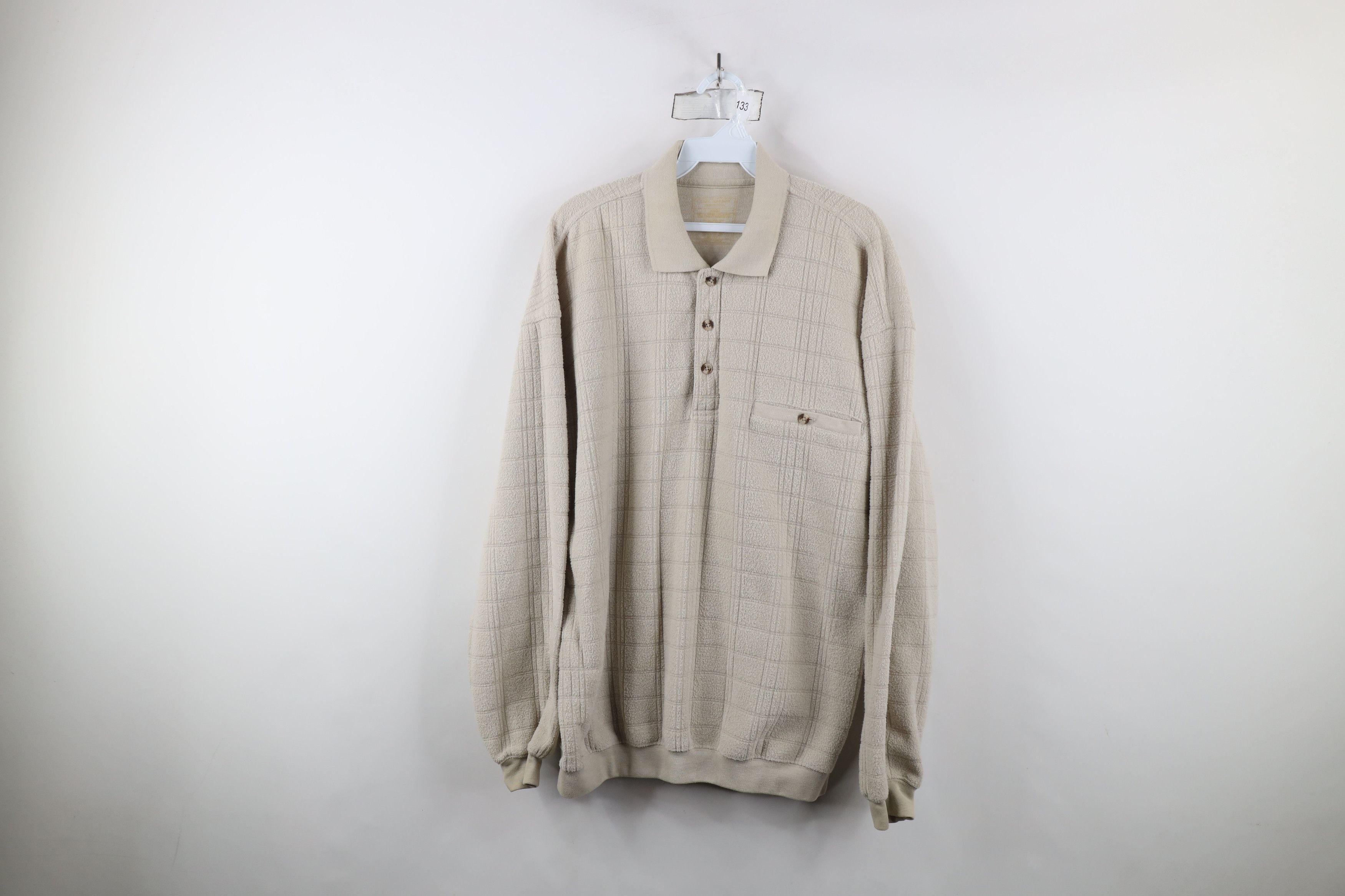 Vintage Vintage 90s Streetwear Checkered Fleece Collared Sweatshirt Size US L / EU 52-54 / 3 - 1 Thumbnail