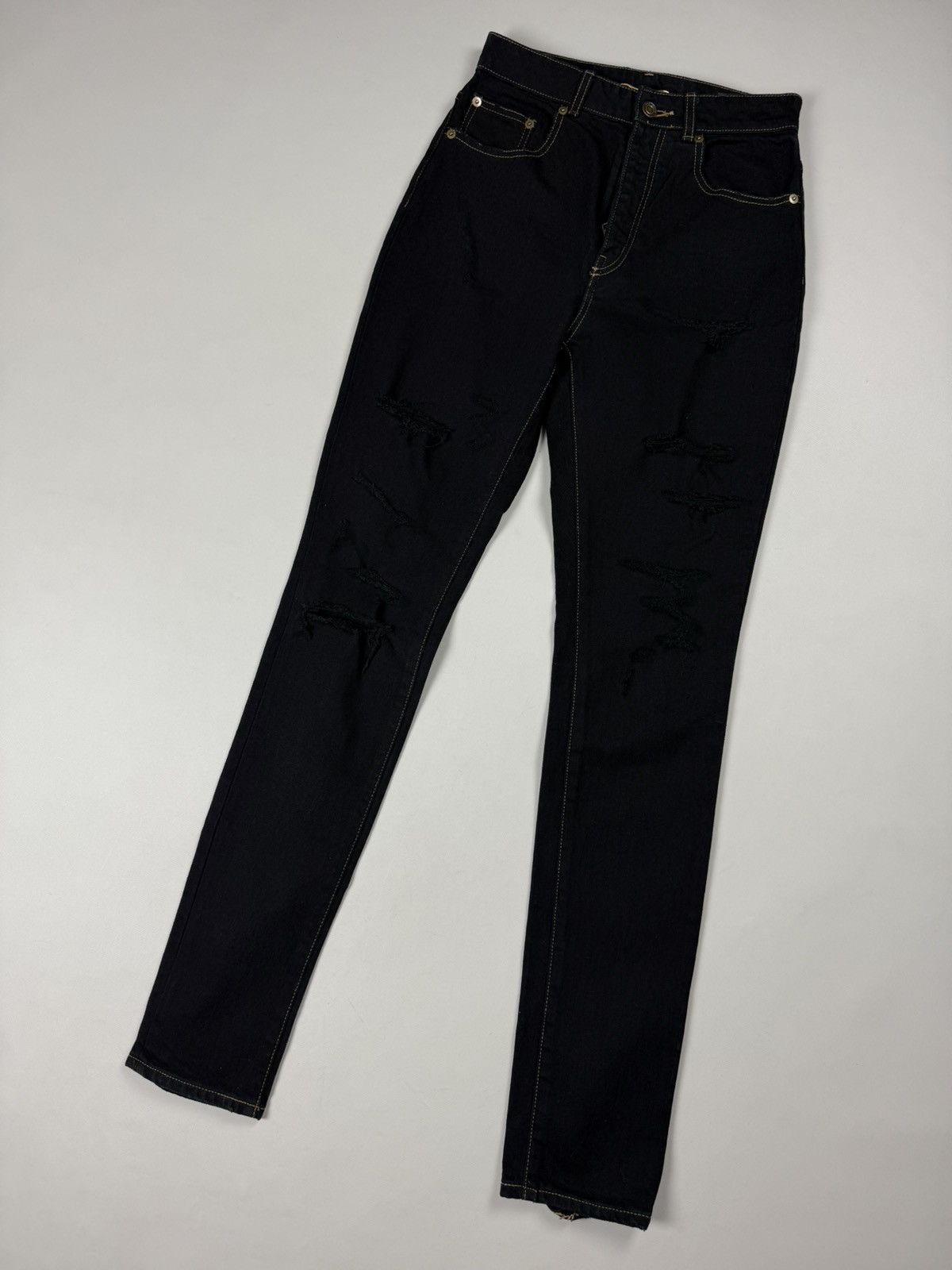 Saint Laurent Paris Saint Laurent Thrash Overdye Japan Denim Ladies Skinny Jeans Size 27" / US 4 / IT 40 - 6 Thumbnail