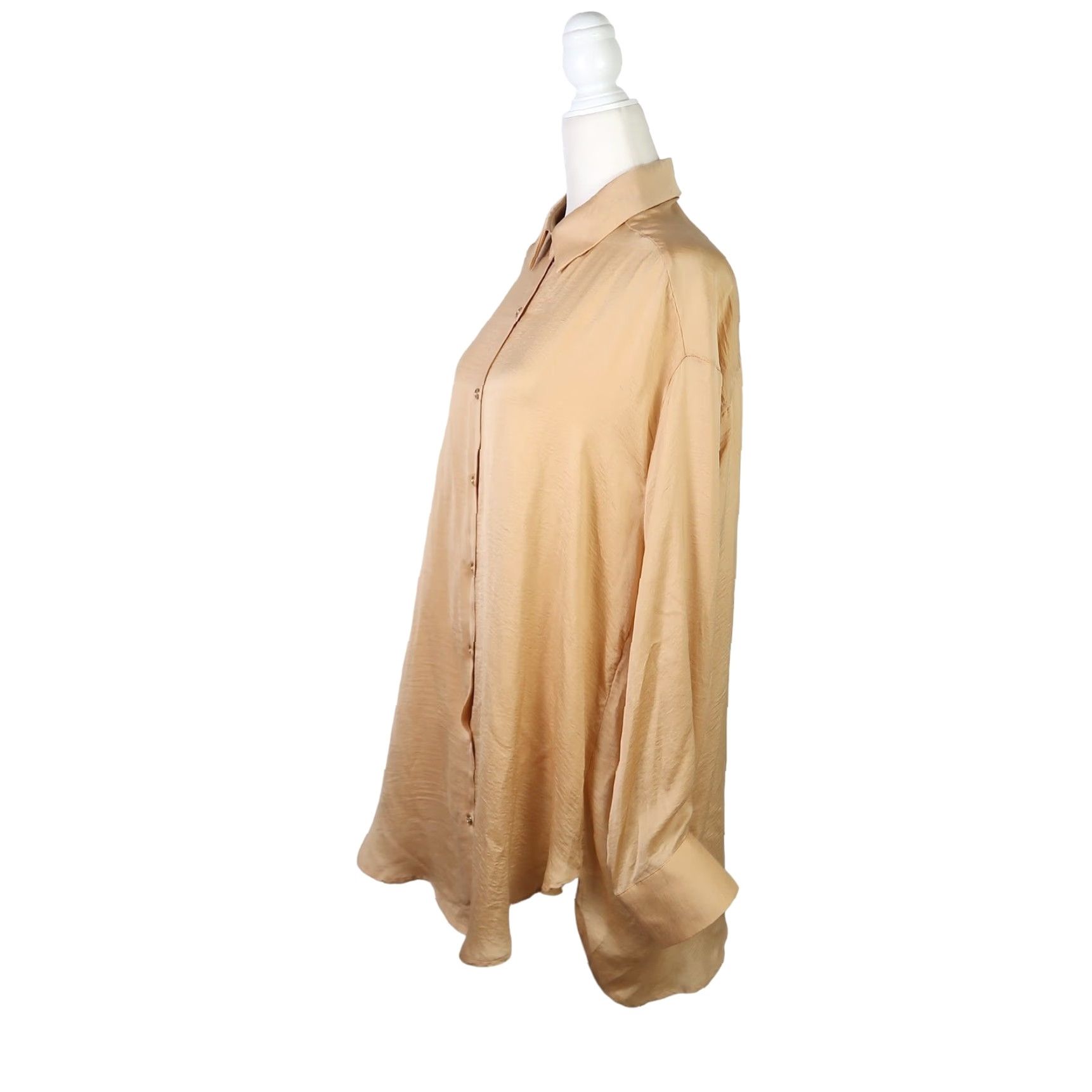 Vintage Rebels & Lovers Blouse Satin Batwing Sleeve Button Front Solid Gold S Womens Size S / US 4 / IT 40 - 3 Thumbnail