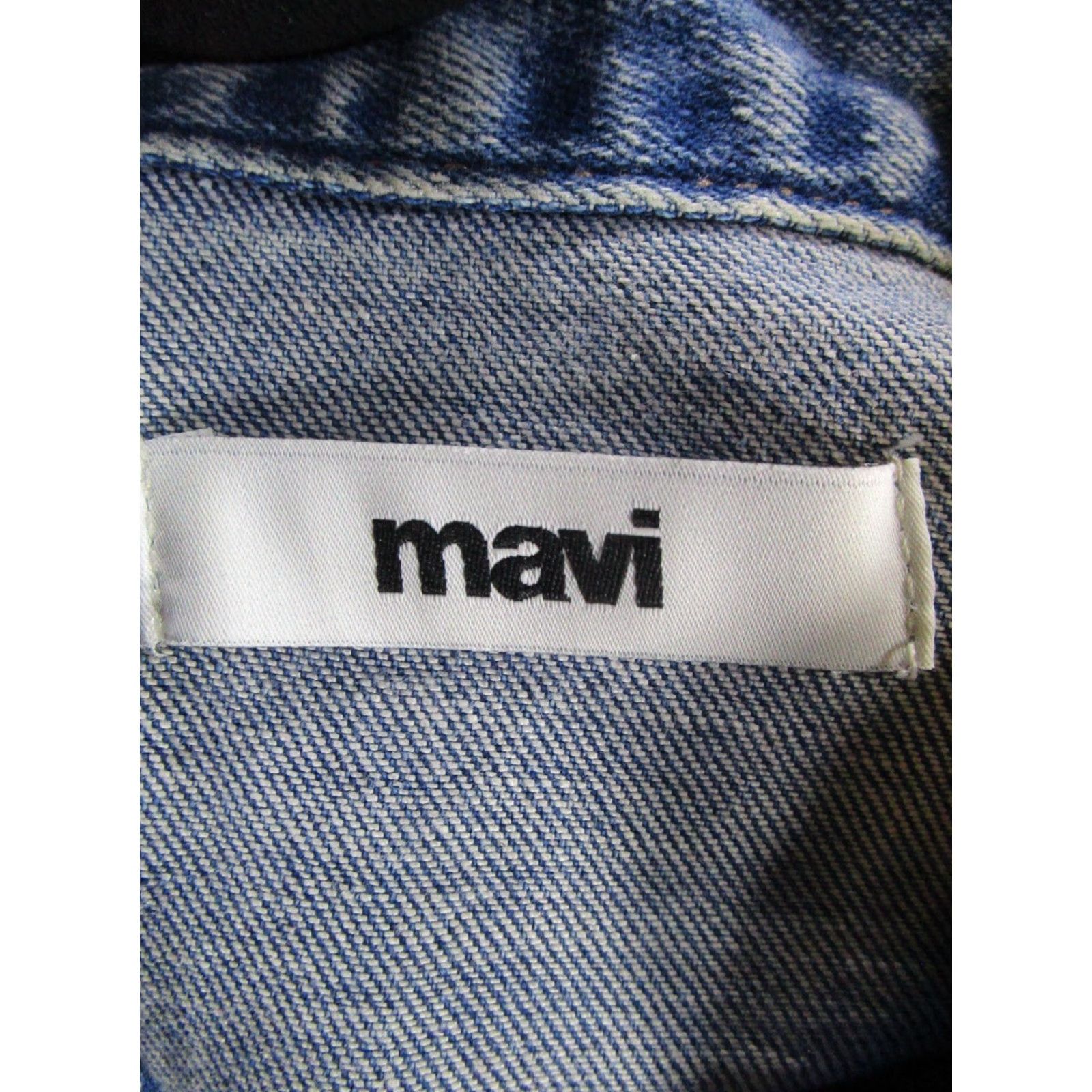 Mavi Mavi Jacket Mens L Blue Denim Cropped Pleated Cotton Short Sleeve Button Jacket Womens Regular Size L Blue Denim Pleated Basic Jacket 90s? Size L / US 10 / IT 46 - 3 Thumbnail