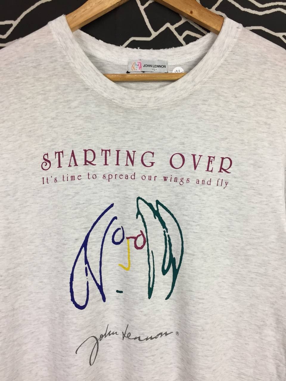 Band Tees Vtg John Lennon Starting Over Face Sketch Art Tee Size US M / EU 48-50 / 2 - 3 Thumbnail