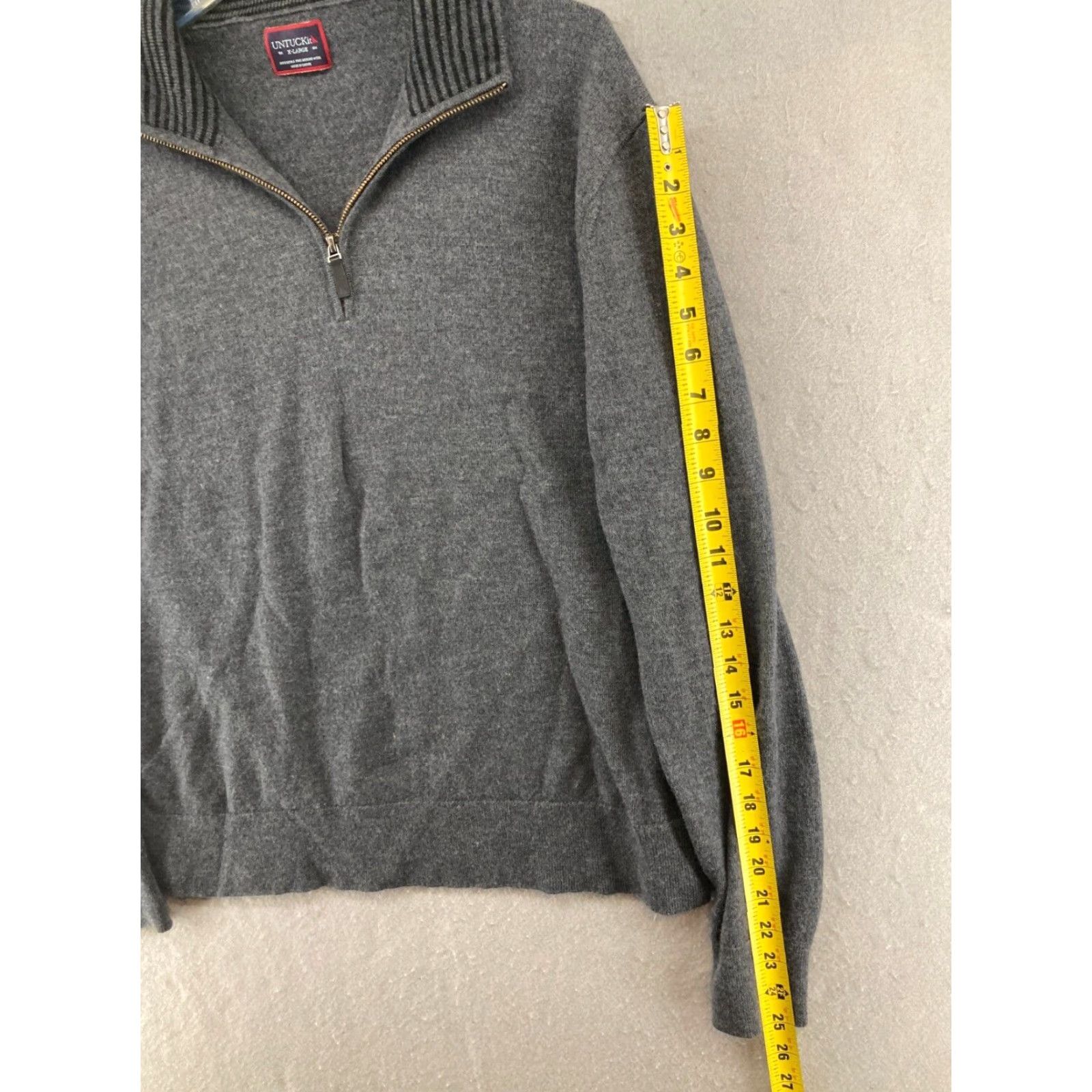 UNTUCKit UNTUCKit Mens Sweater XL Gray Merino Wool 1/4 Zip Mock Neck Shirt Size US XL / EU 56 / 4 - 4 Thumbnail