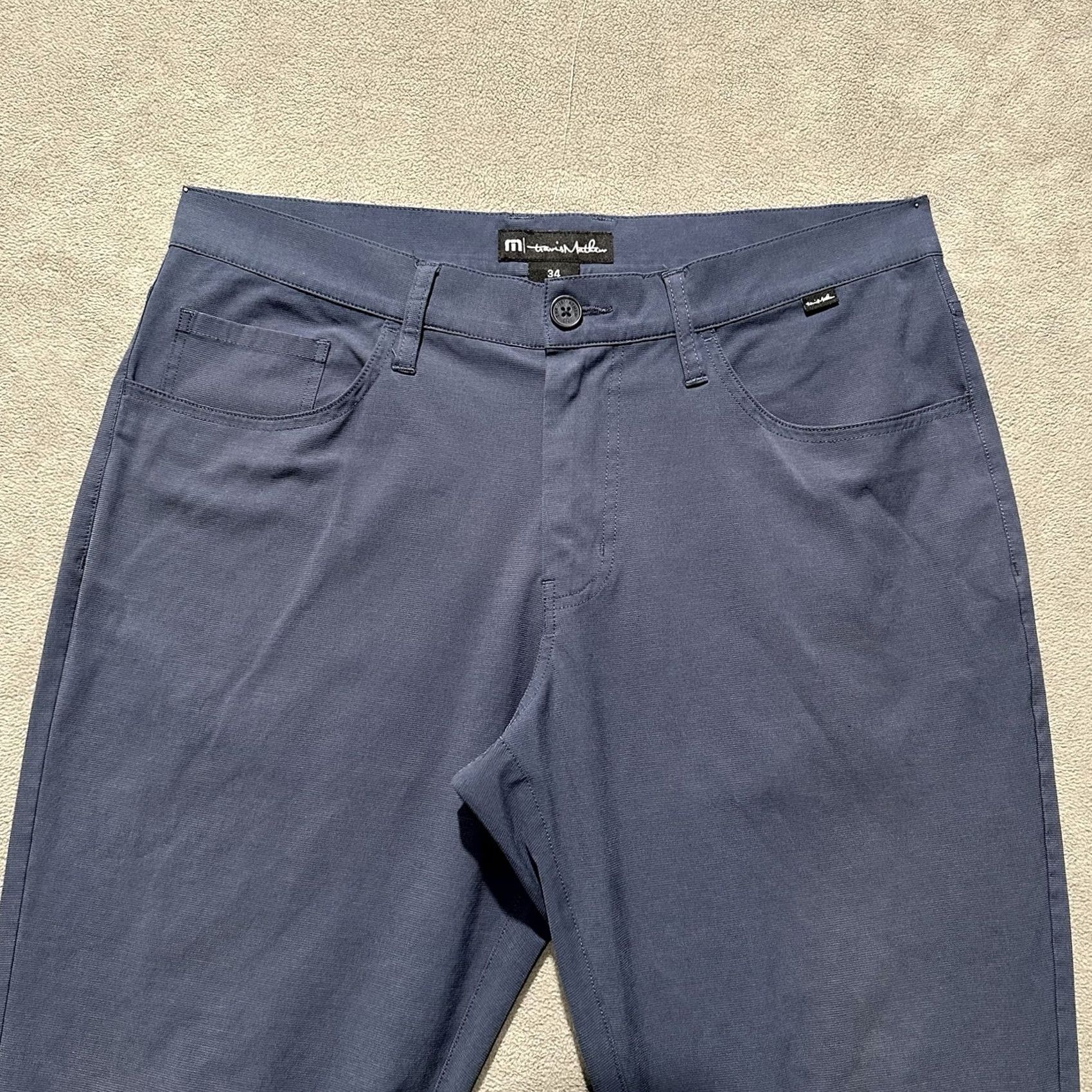 TravisMathew Travis Mathew Pants Mens 34 Blue 5-Pocket Golf Chino Stretch Size US 34 / EU 50 - 3 Thumbnail