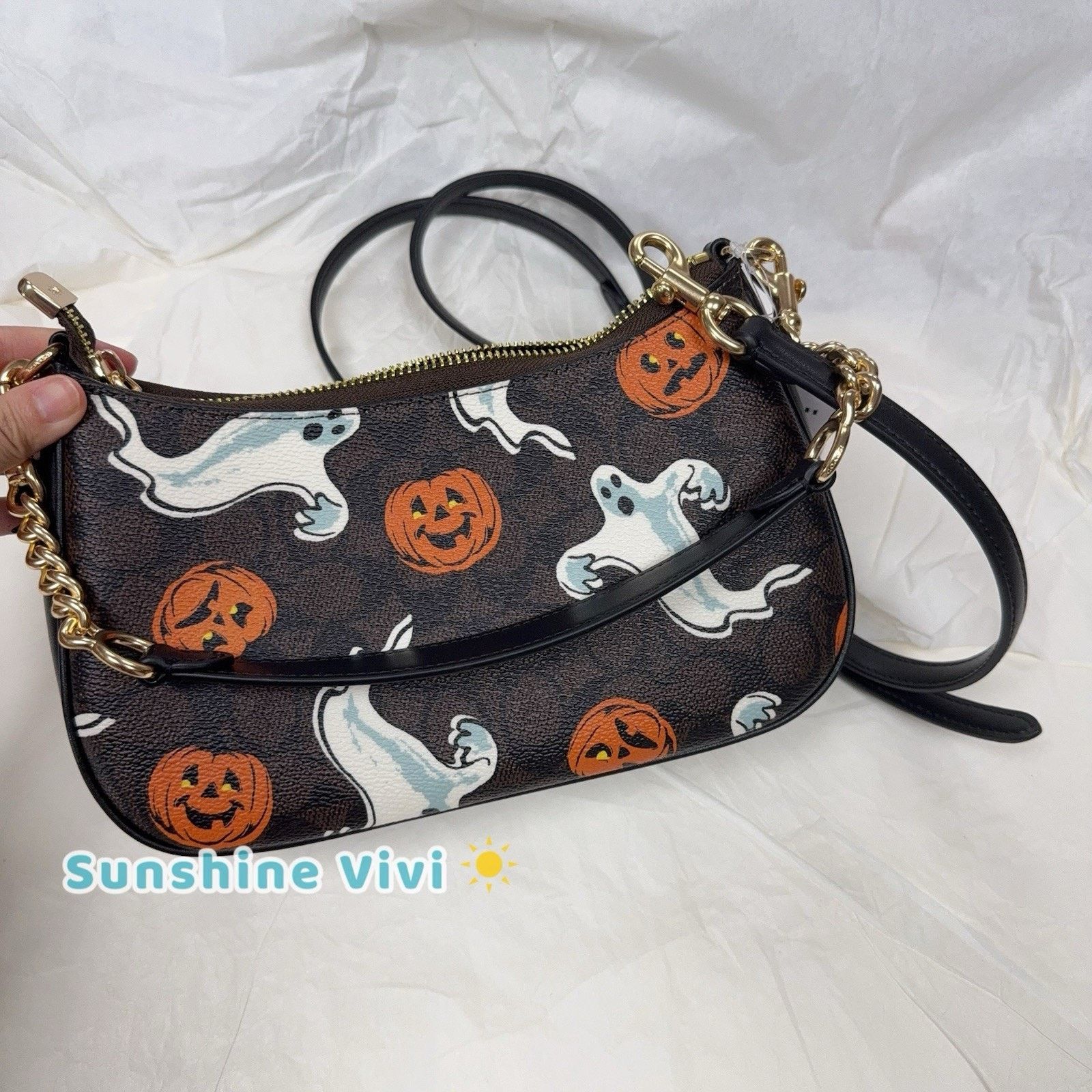 Coach NWT Coach Teri Shoulder Bag Pumpkin Halloween Print CCE71 Size ONE SIZE - 9 Thumbnail