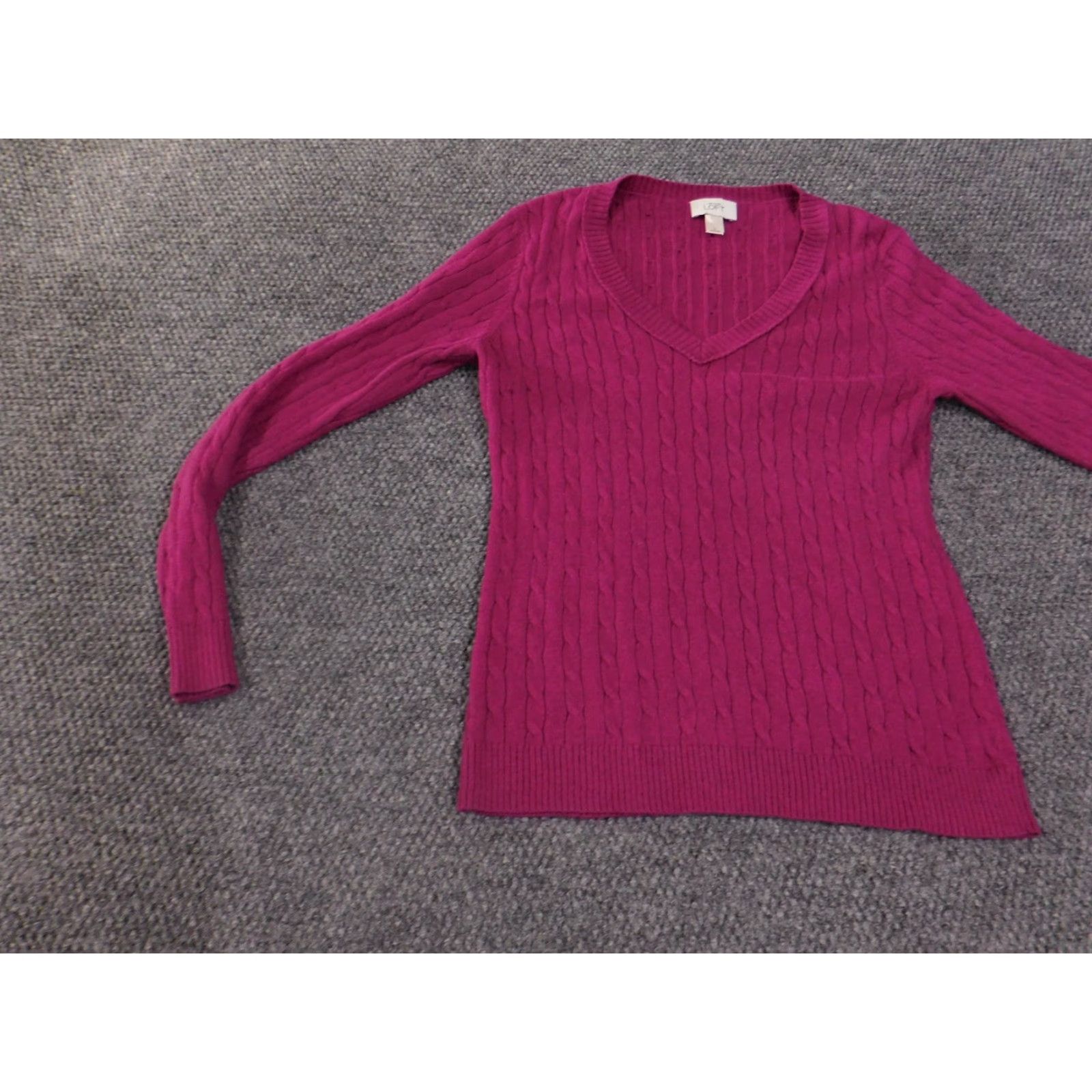 Ann Taylor Ann Taylor LOFT Sweater Womens Large Pink Cable Knit Pullover V Neck Size L / US 10 / IT 46 - 3 Thumbnail