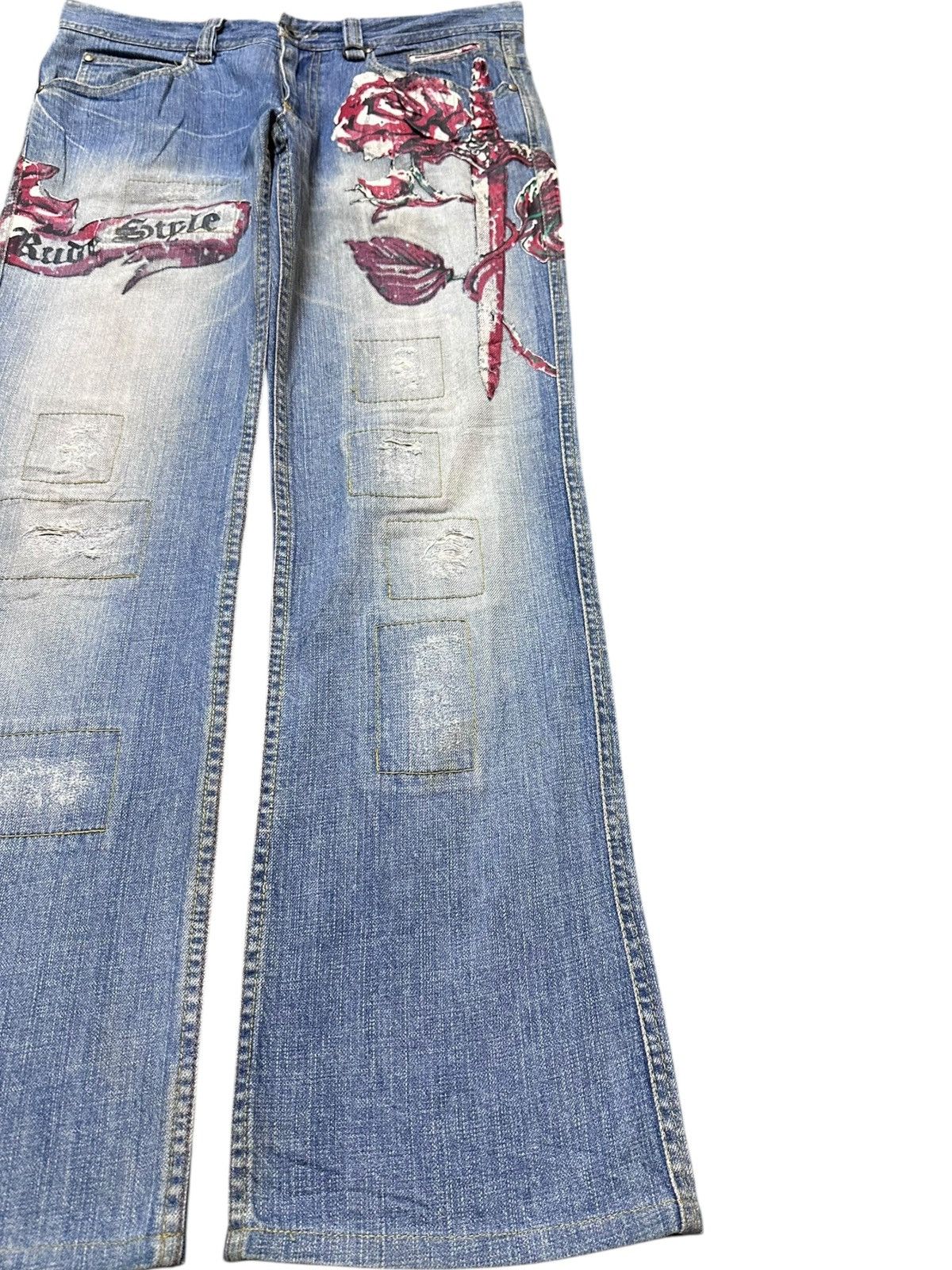 Who Decides War Vintage Nicole Club For Men Red Flower Printed Denim Size US 32 / EU 48 - 4 Thumbnail