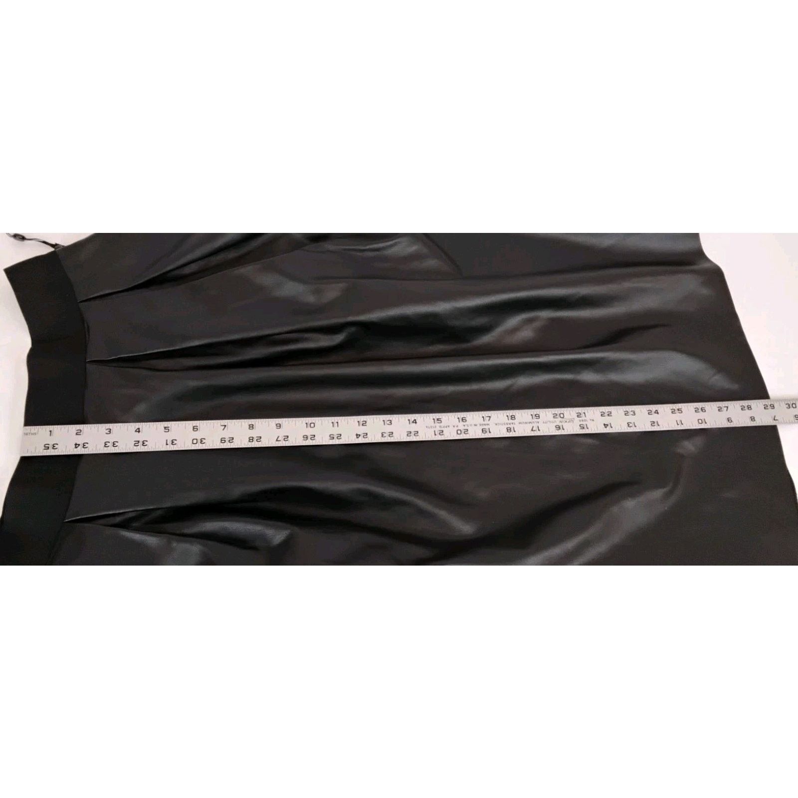 DKNY DKNY Pleather A-Line Skirt Women's M Black Pleats Midi NWT Size 32" / US 10 / IT 46 - 15 Thumbnail