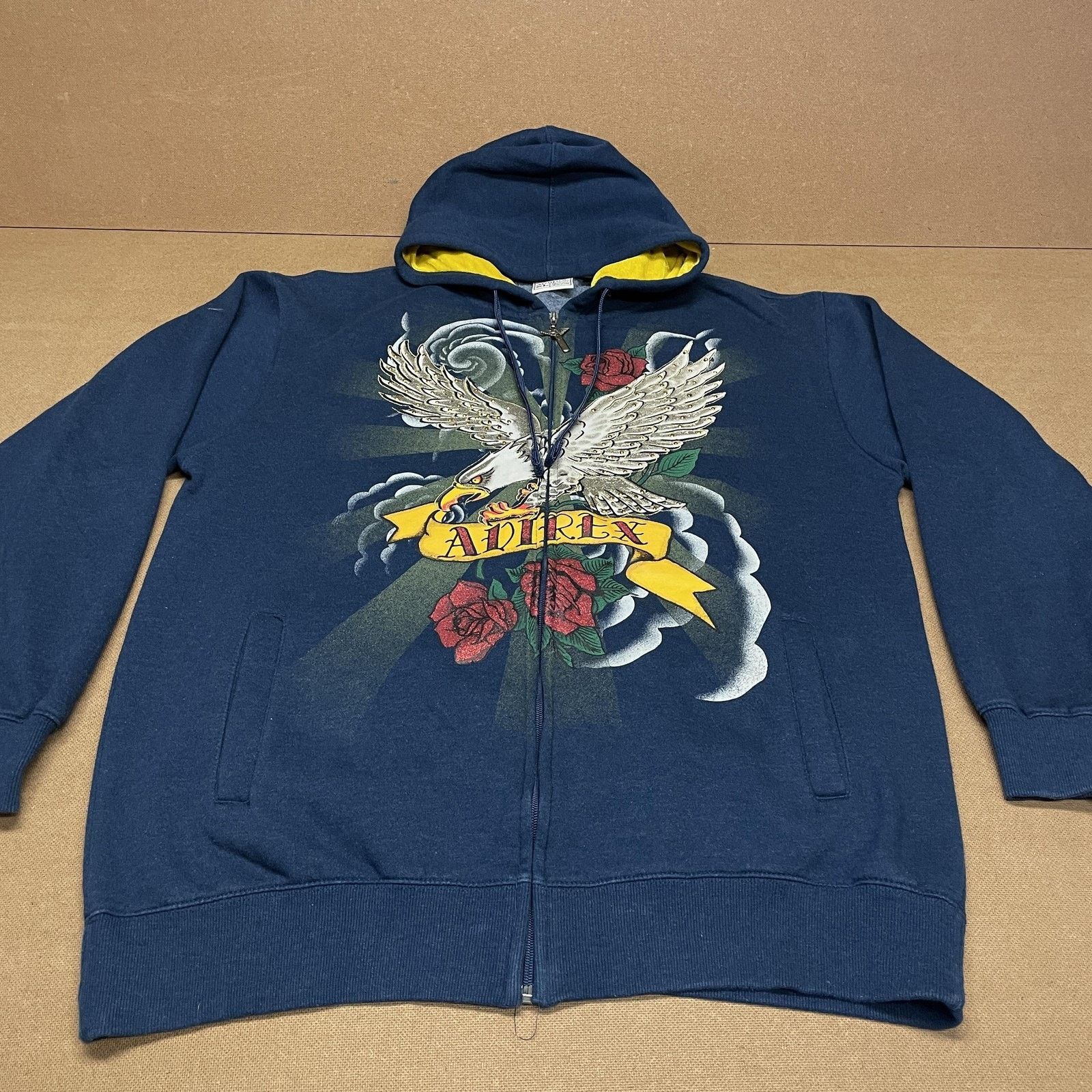 Avirex Avirex Hoodie Mens XL Blue Full Zip Graphic Eagle Rhinestone Size US XL / EU 56 / 4 - 1 Thumbnail