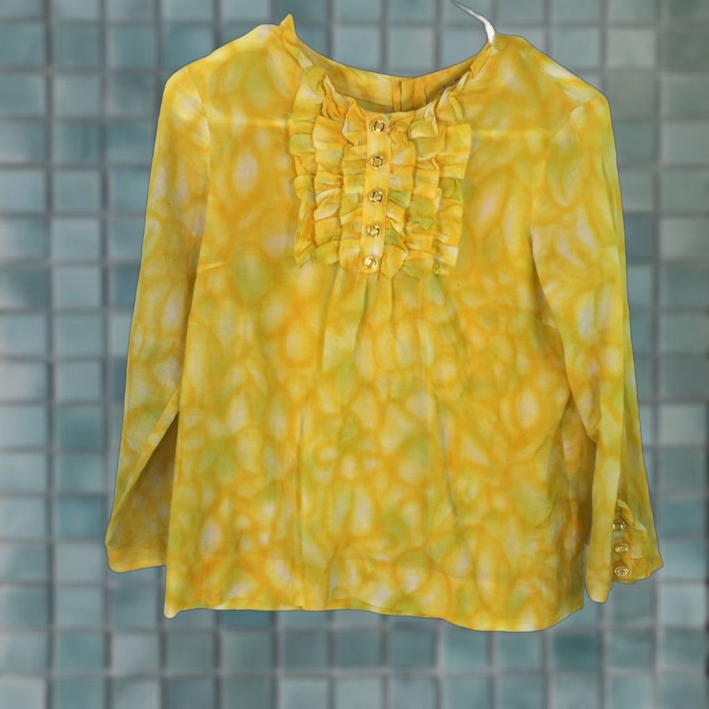 H&M H&M Blouse Women Regular Long Sleeve Yellow Top Size 4 Semi Sheer Paisley Snake Theme Shirt Size S / US 4 / IT 40 - 1 Thumbnail
