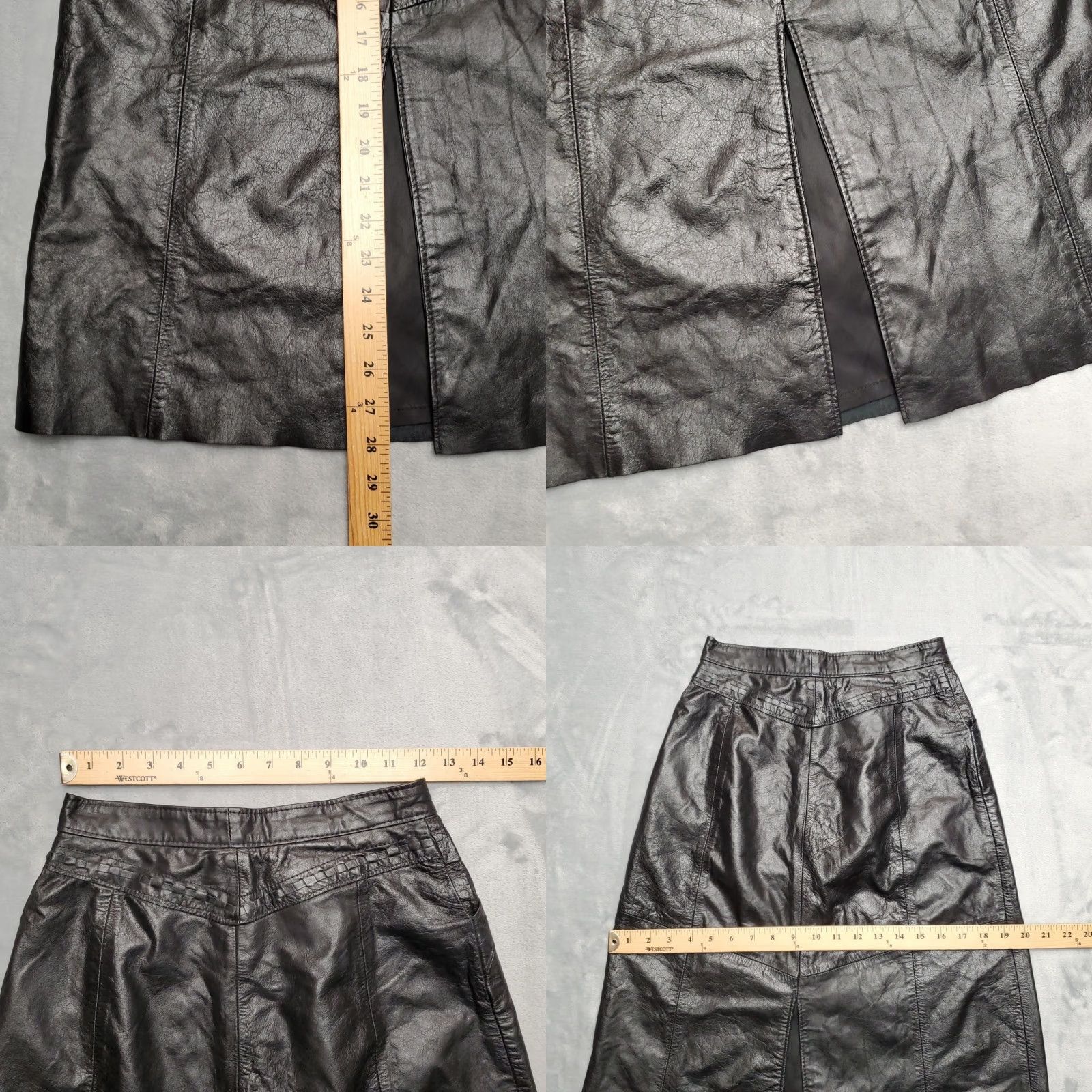 Vintage VINTAGE Pioneer Wear leather skirt Women 6 Black Midi A-Line Zipper Retro Cowboy Golden Collection Made in USA Women Skirt Leather Vintage Size 28" / US 6 / IT 42 - 8 Thumbnail