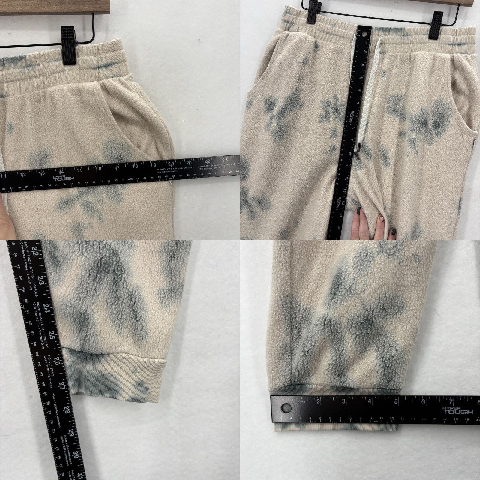 Vintage Feat Clothing Pants Womens S Beige Gray Sherpa Fleece Joggers Tie Dye Cozy Sweatpants Size 28" / US 6 / IT 42 - 8 Thumbnail