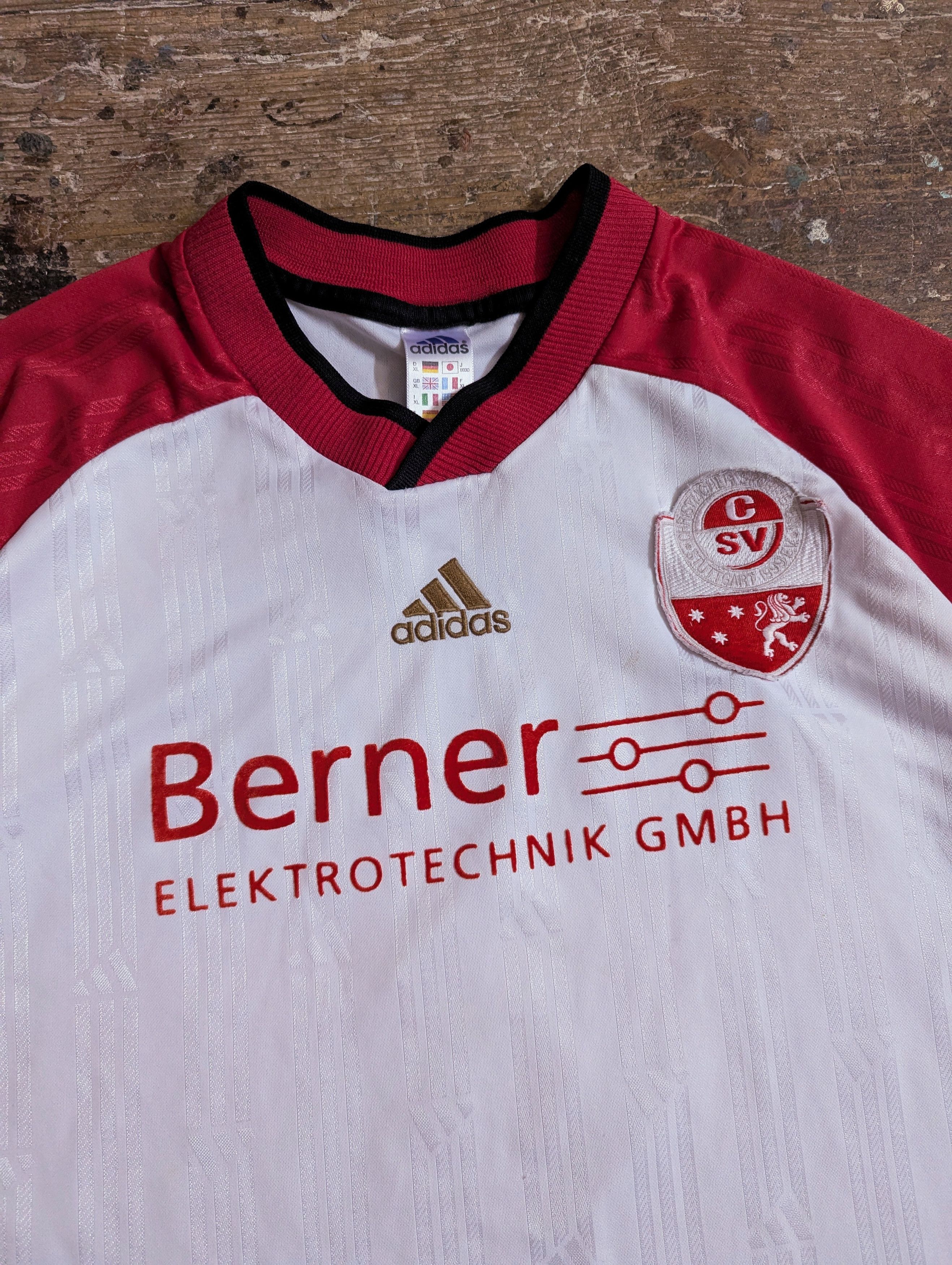Adidas 1999 Adidas CSV Stuttgart Berner Elektrotechnik Jersey Size US XL / EU 56 / 4 - 7 Thumbnail