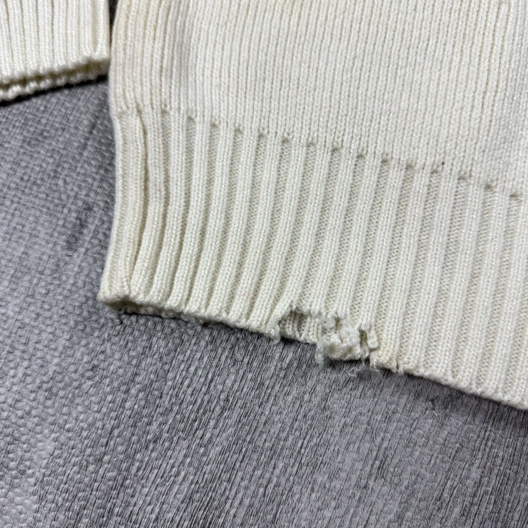 Vintage VTG Campus Sport Striped Ivory Crewneck Sweater - Men's Large Pullover Knit Wool Blend Size L / US 10 / IT 46 - 7 Thumbnail