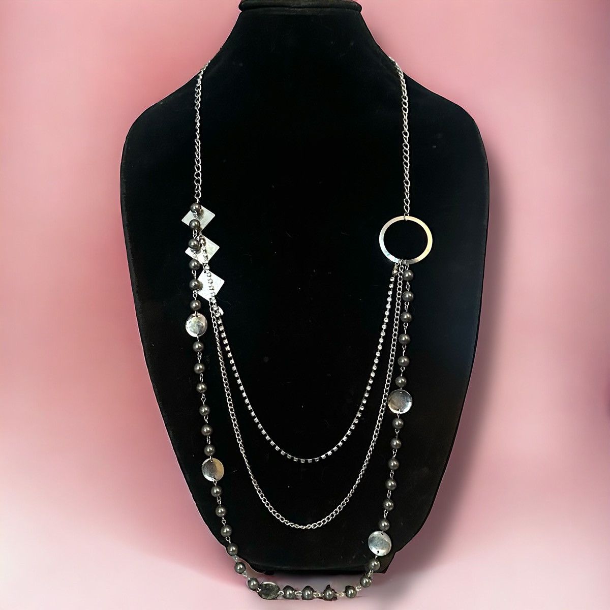 Other Long silver tone multi chain layered necklace Size ONE SIZE - 1 Thumbnail
